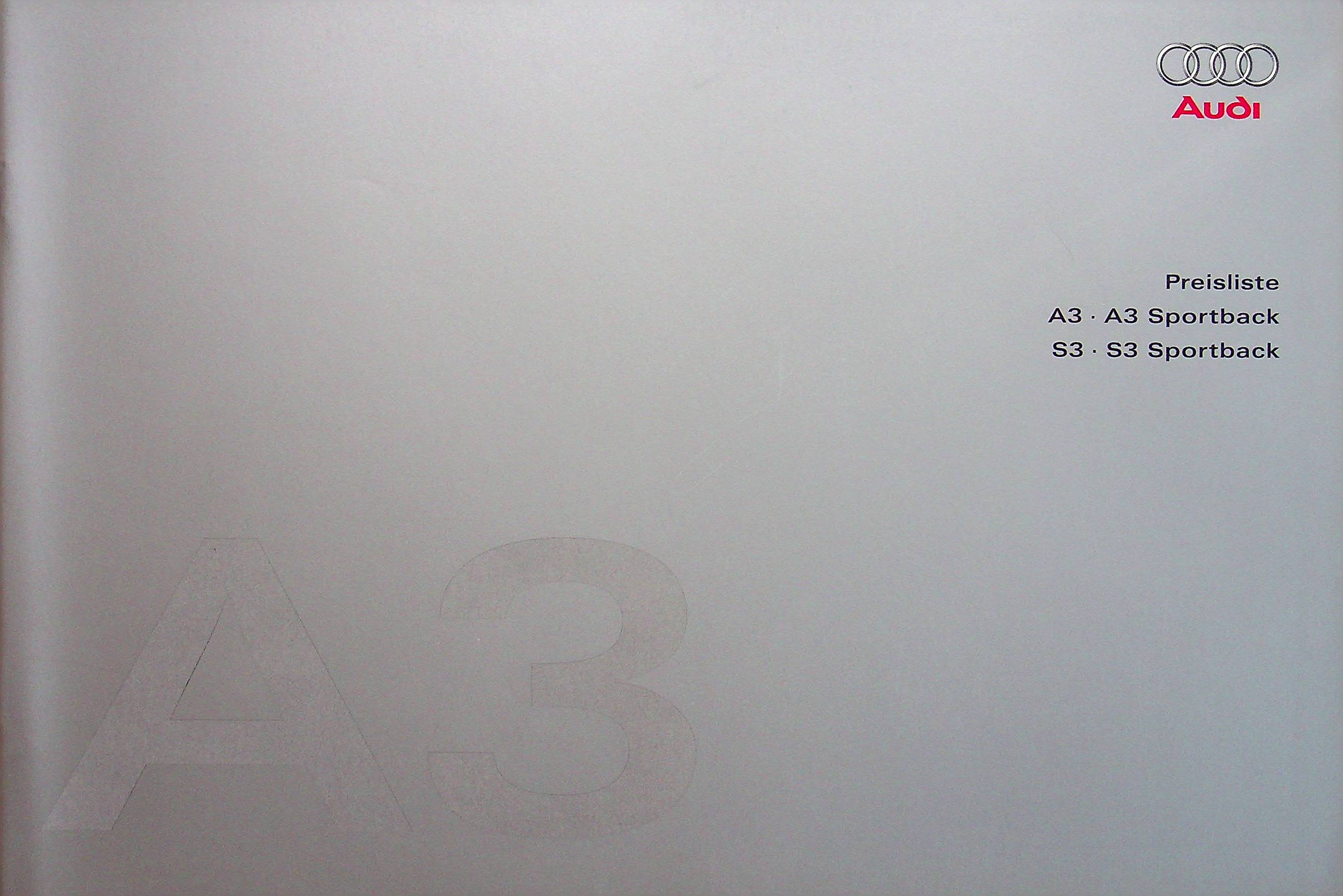 Audi A3 S3 Sportback - Preise & Extras - Prospekt 09/2008