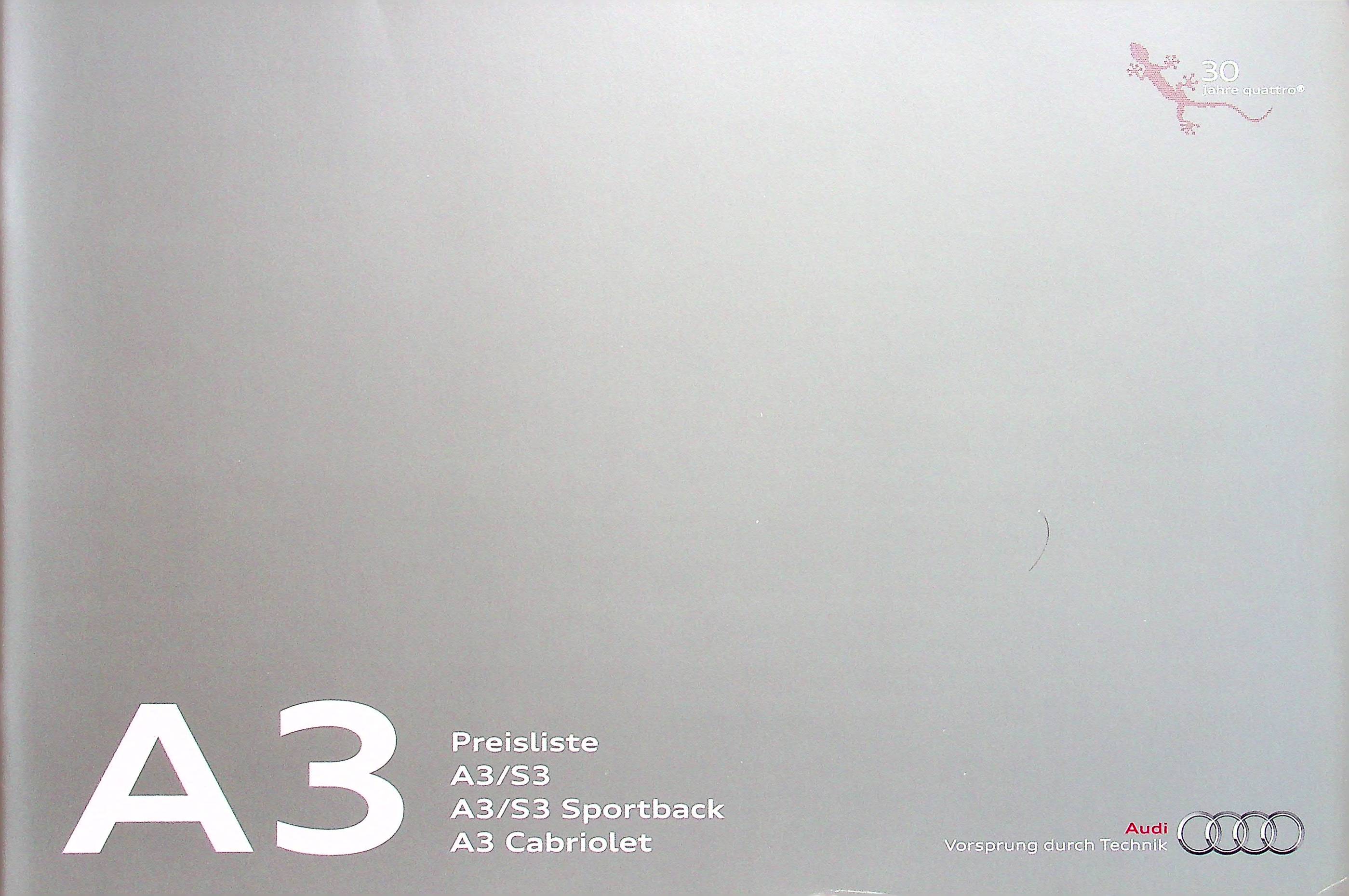 Audi A3 S3 Sportback Cabrio - Preise & Extras - Prospekt 08/2010