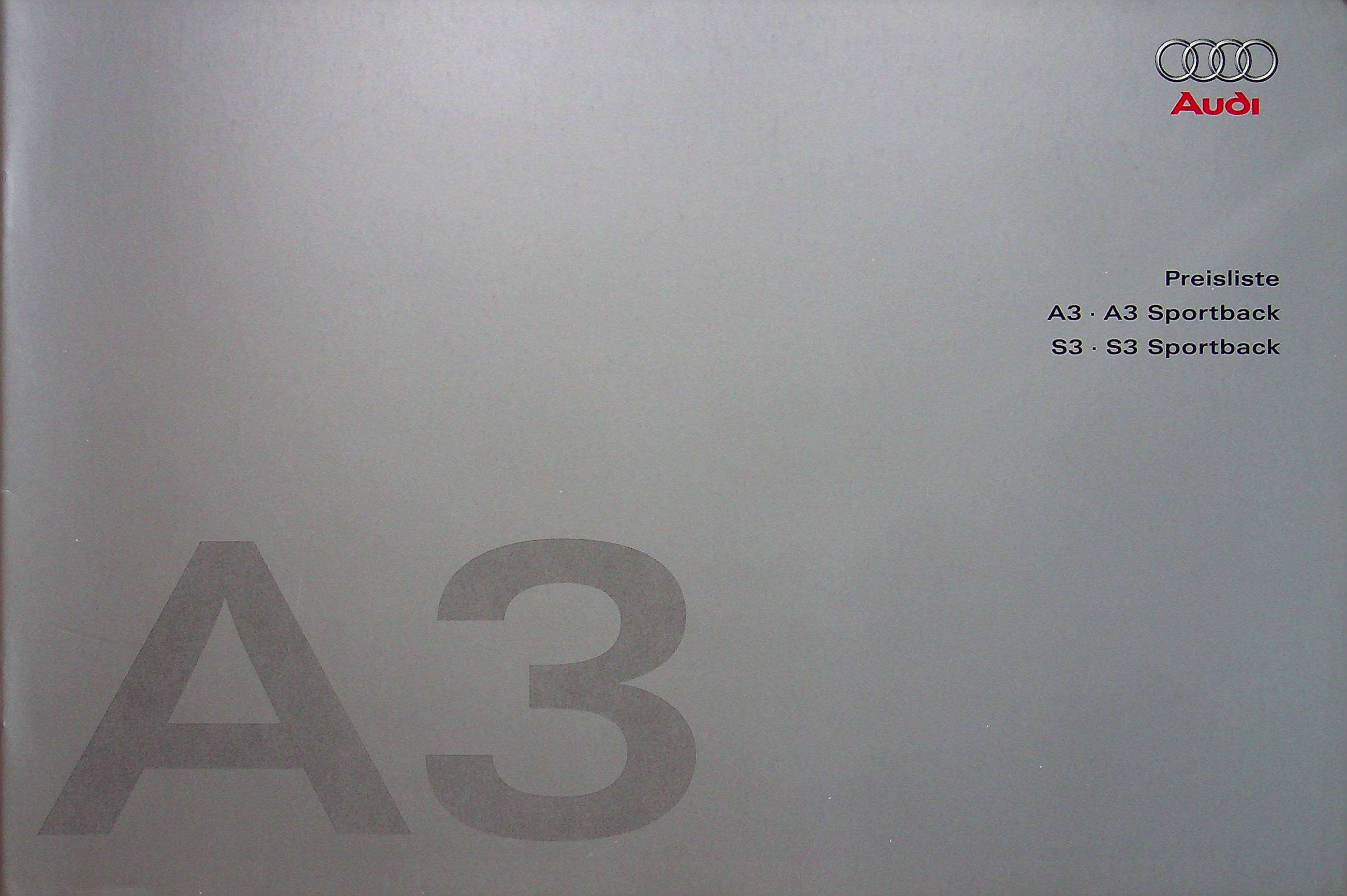 Audi A3 S3 Sportback Cabrio - Preise & Extras - Prospekt 04/2008