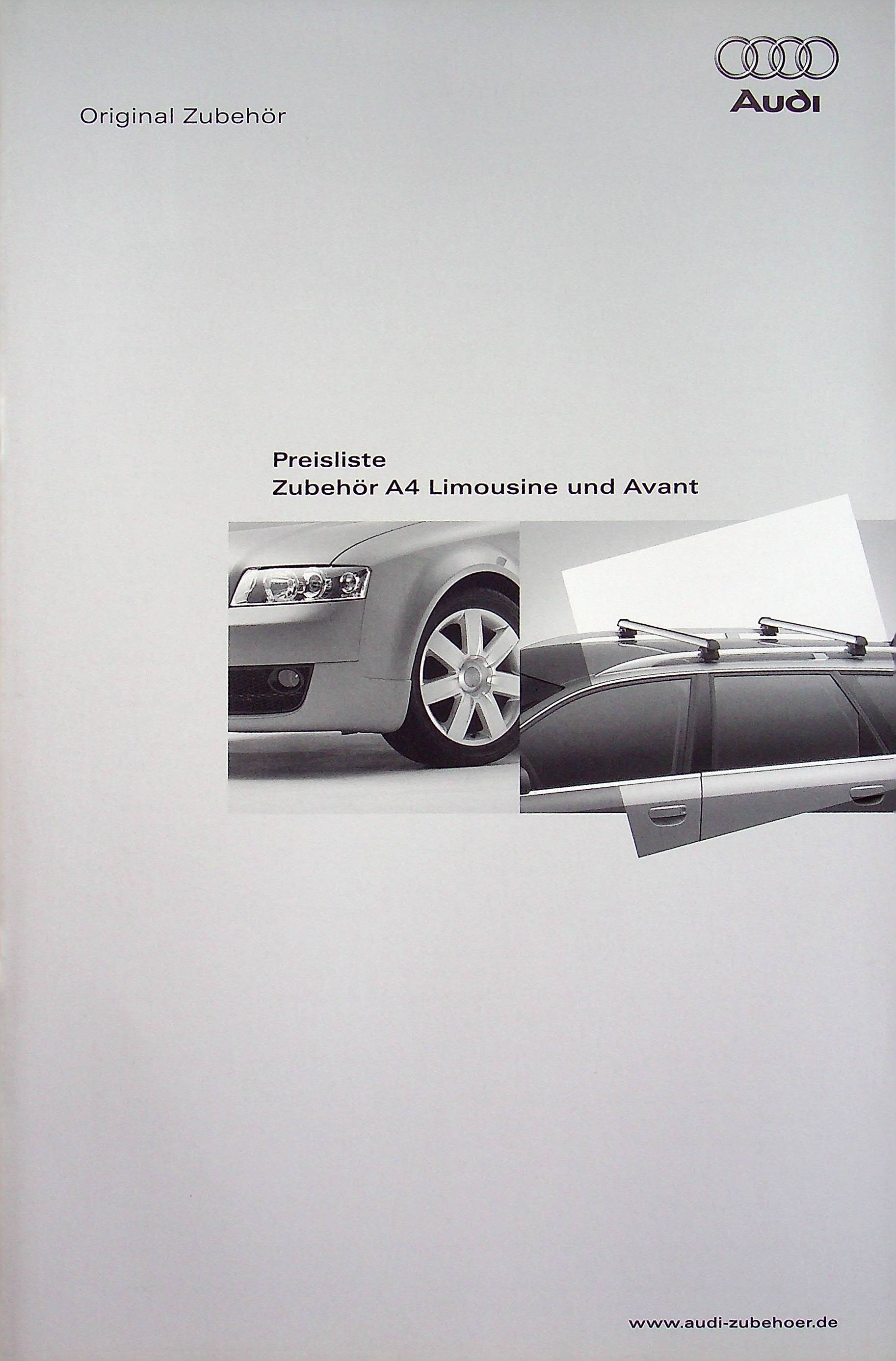 Audi A4 + Avant - Zubehör Preisliste - Prospekt 06/2002