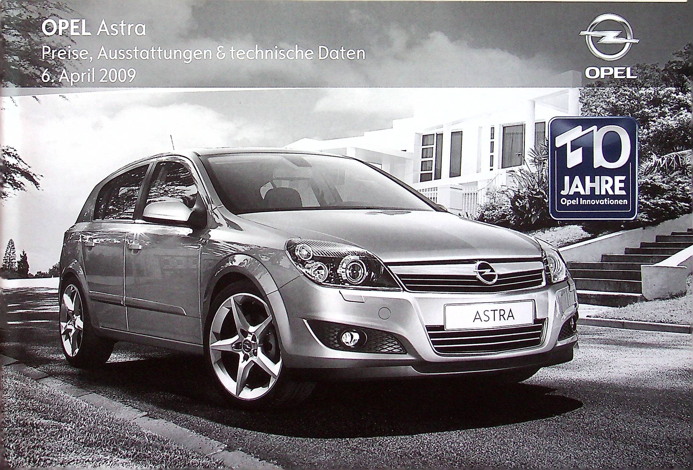 Opel Astra H - Preisliste & Extras - Prospekt 04/2009