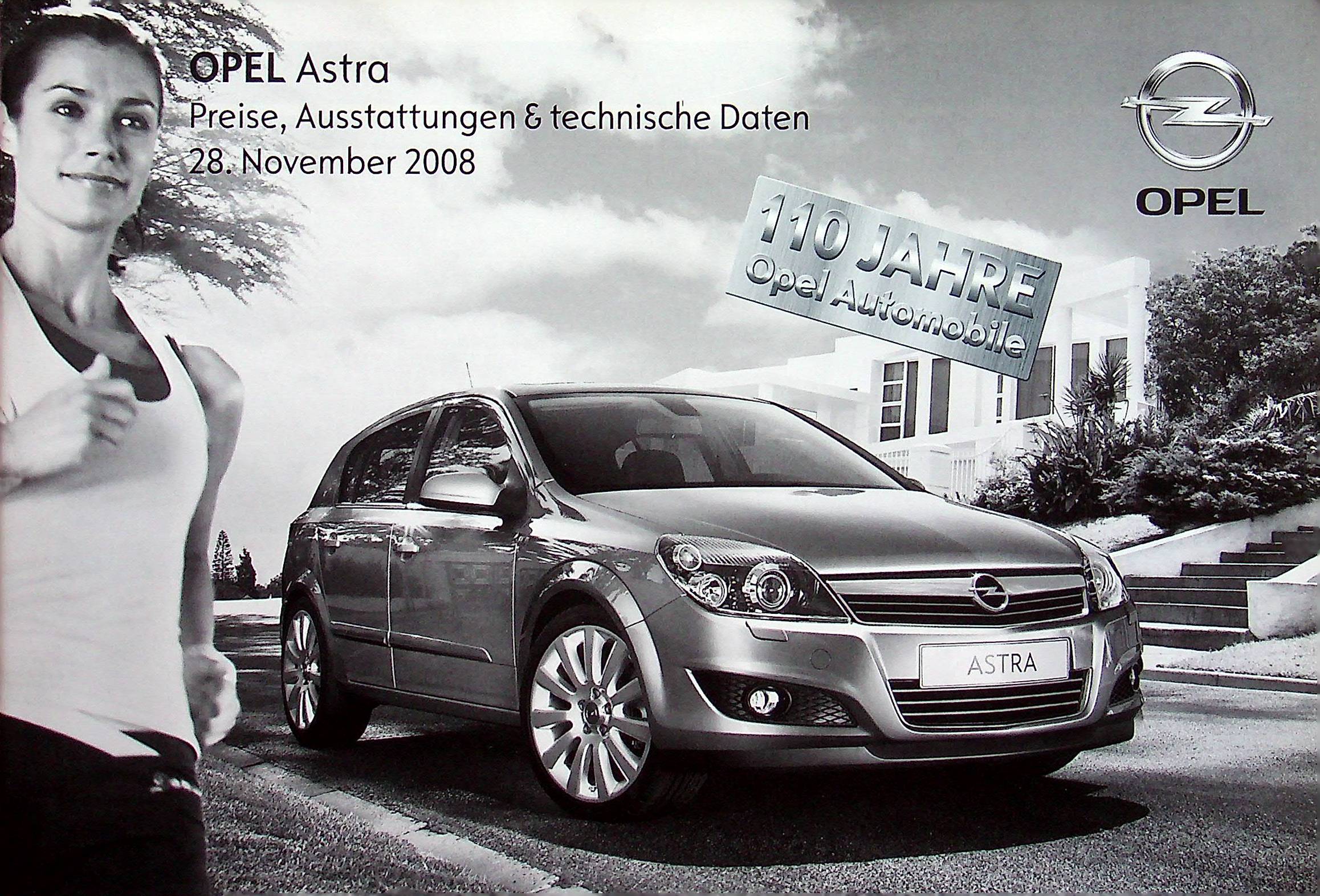 Opel Astra H - Preisliste & Extras - Prospekt 11/2008