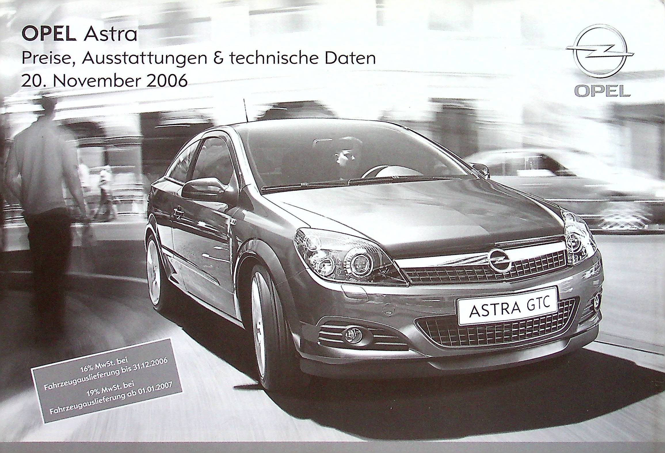 Opel Astra H - Preisliste & Extras - Prospekt 11/2006