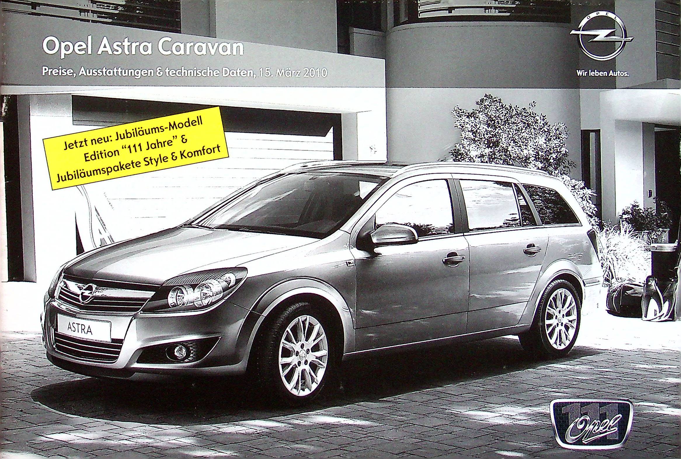 Opel Astra H Caravan - Preisliste & Extras - Prospekt 03/2010