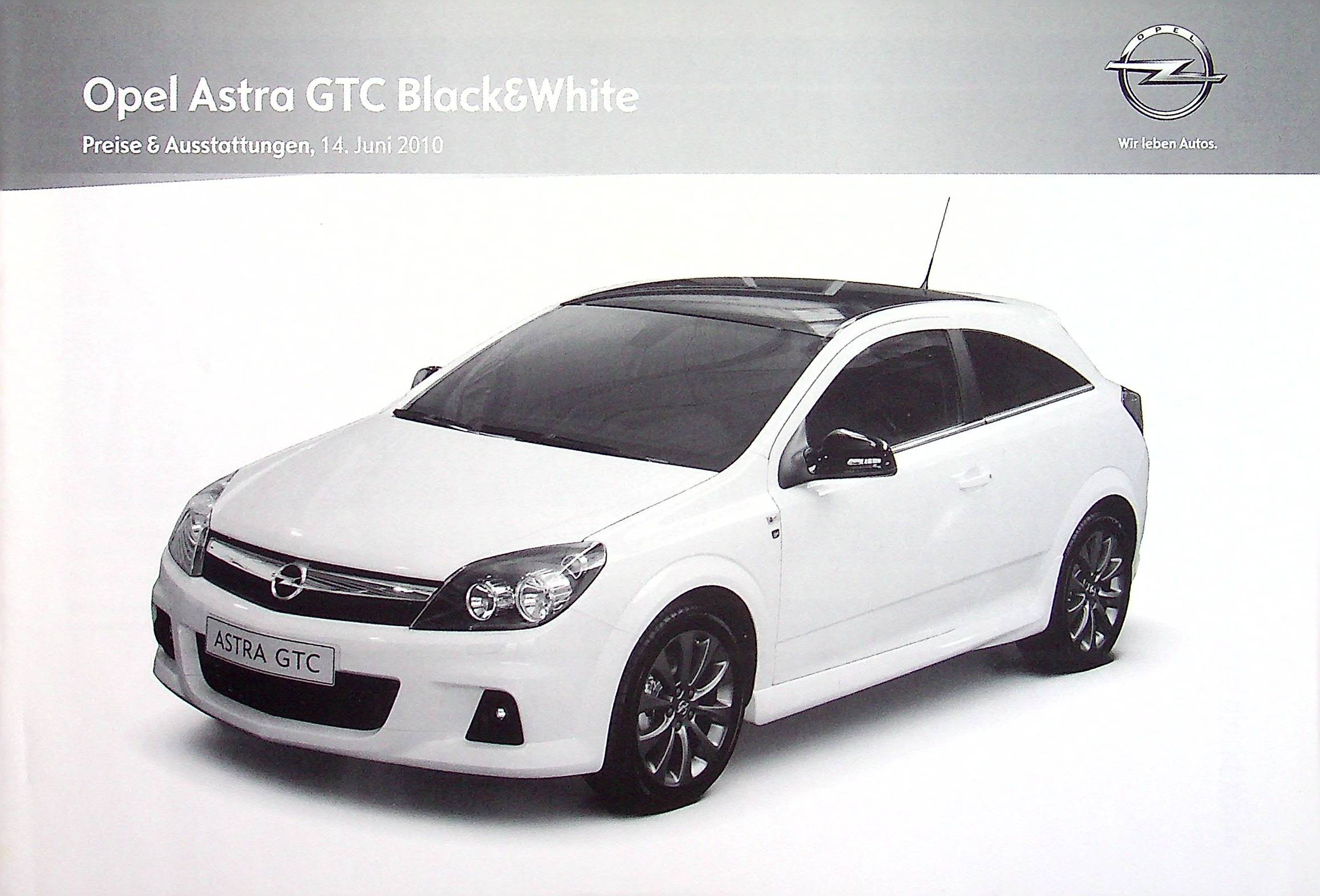 Opel Astra H OPC - Black & White - Preisliste - Prospekt 06/2010