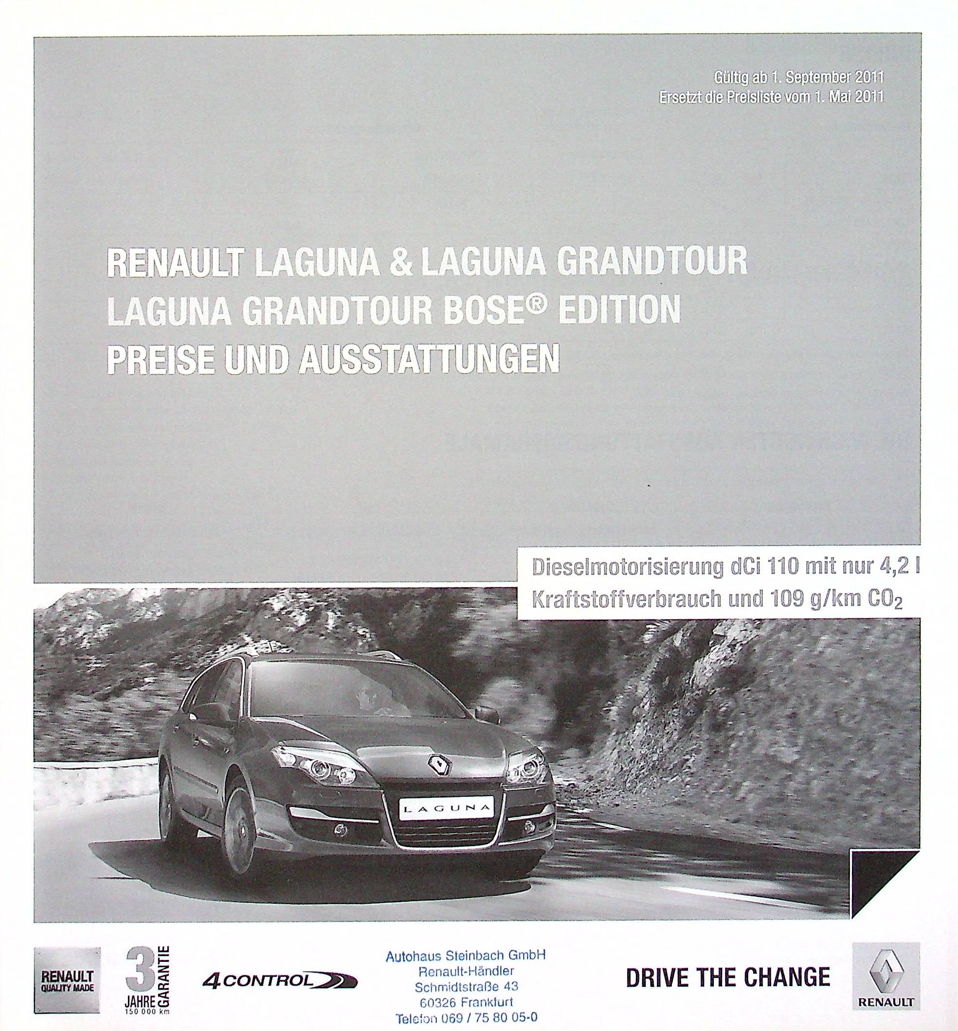 Renault Laguna + Grandtour - Preise & Extras - Prospekt 09/2011