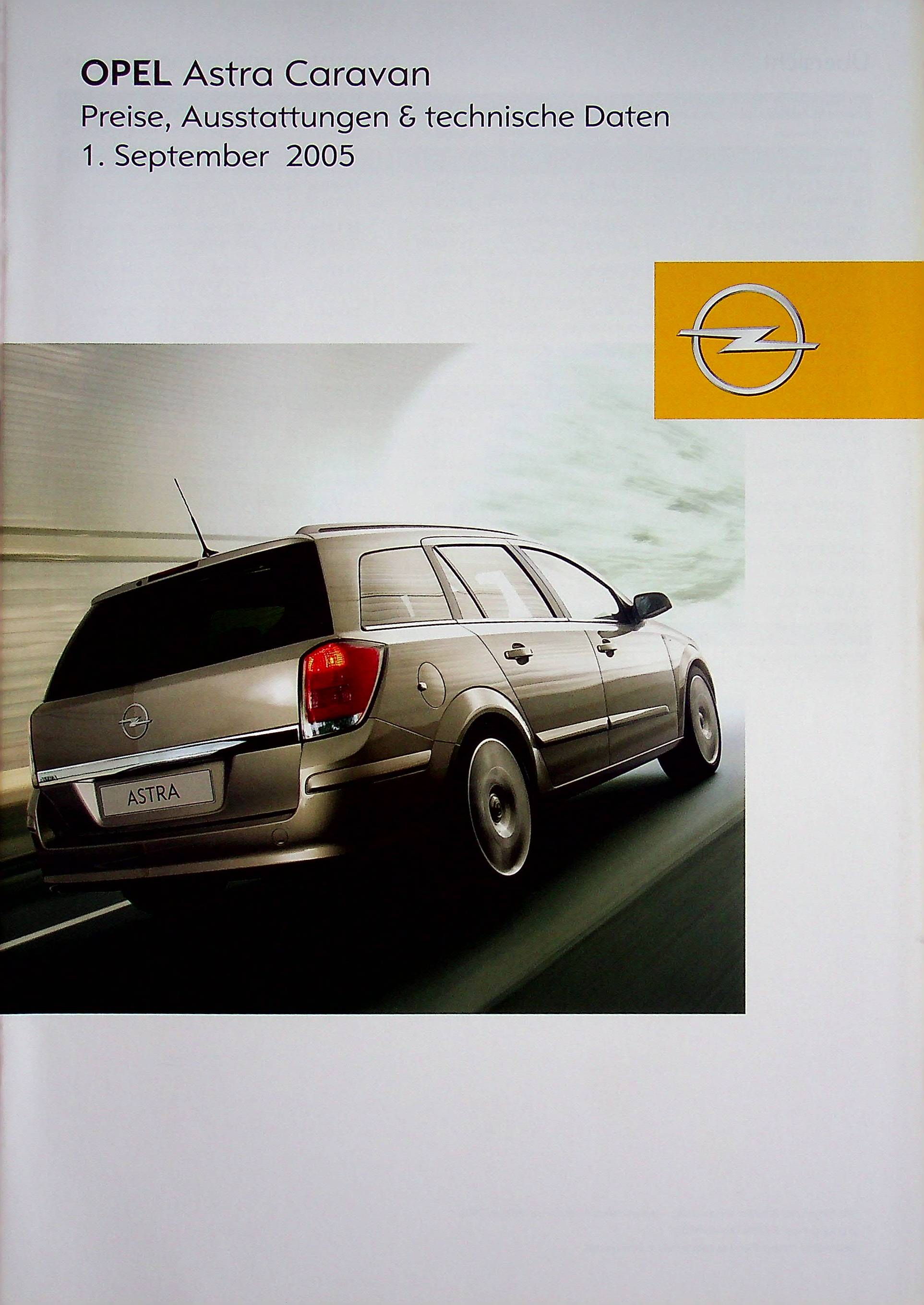 Opel Astra H Caravan - Preisliste & Extras - Prospekt 09/2005