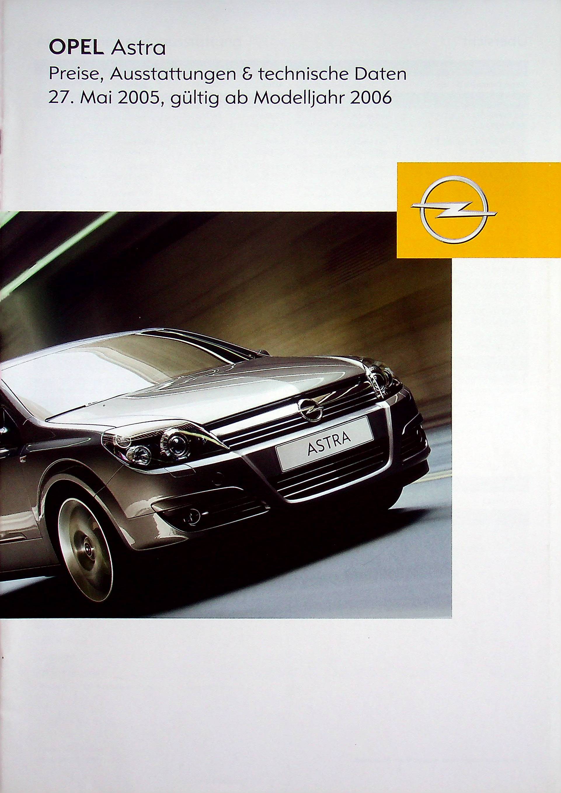 Opel Astra H - Preisliste & Extras - Prospekt 05/2005