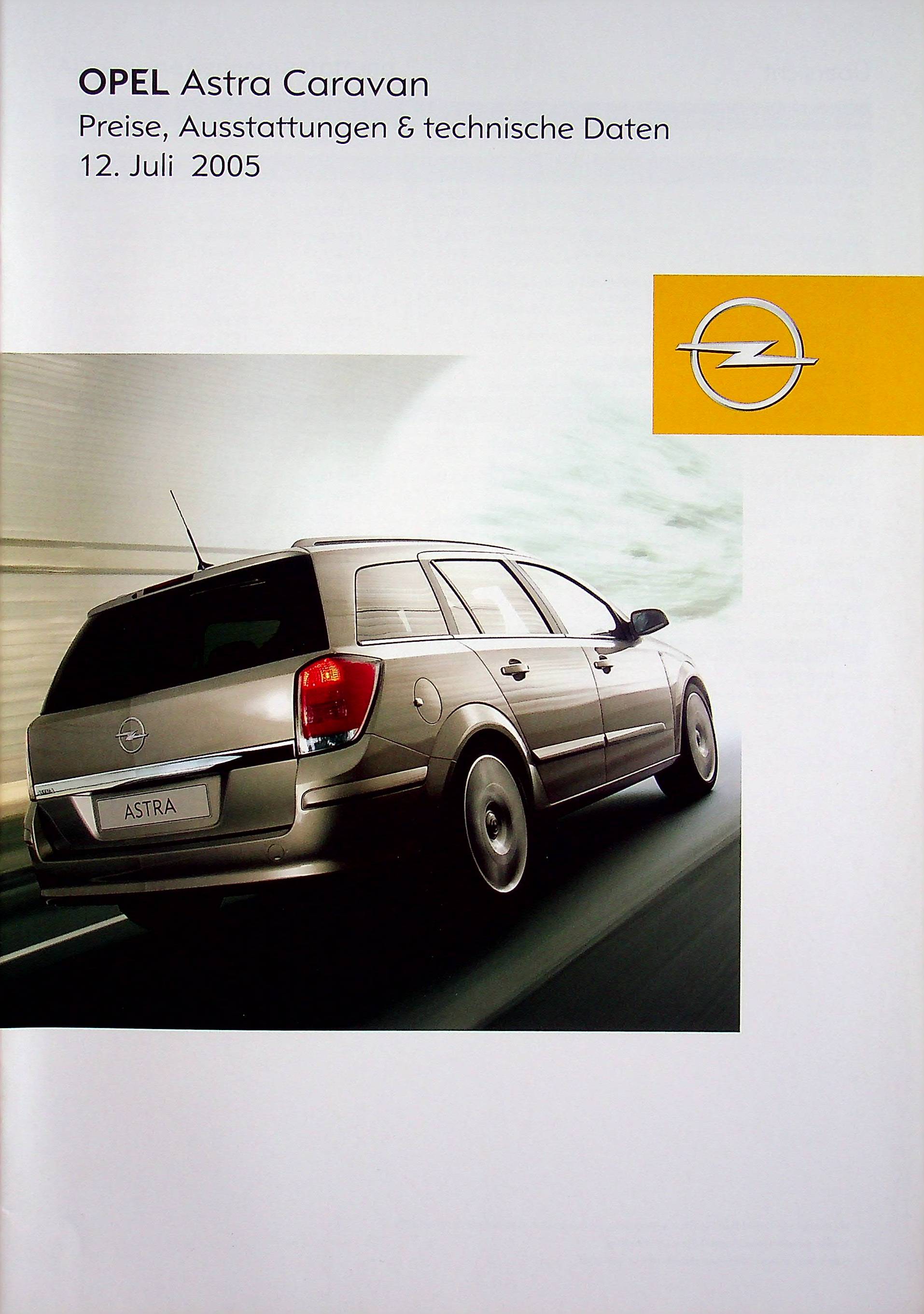 Opel Astra H Caravan - Preisliste & Extras - Prospekt 07/2005