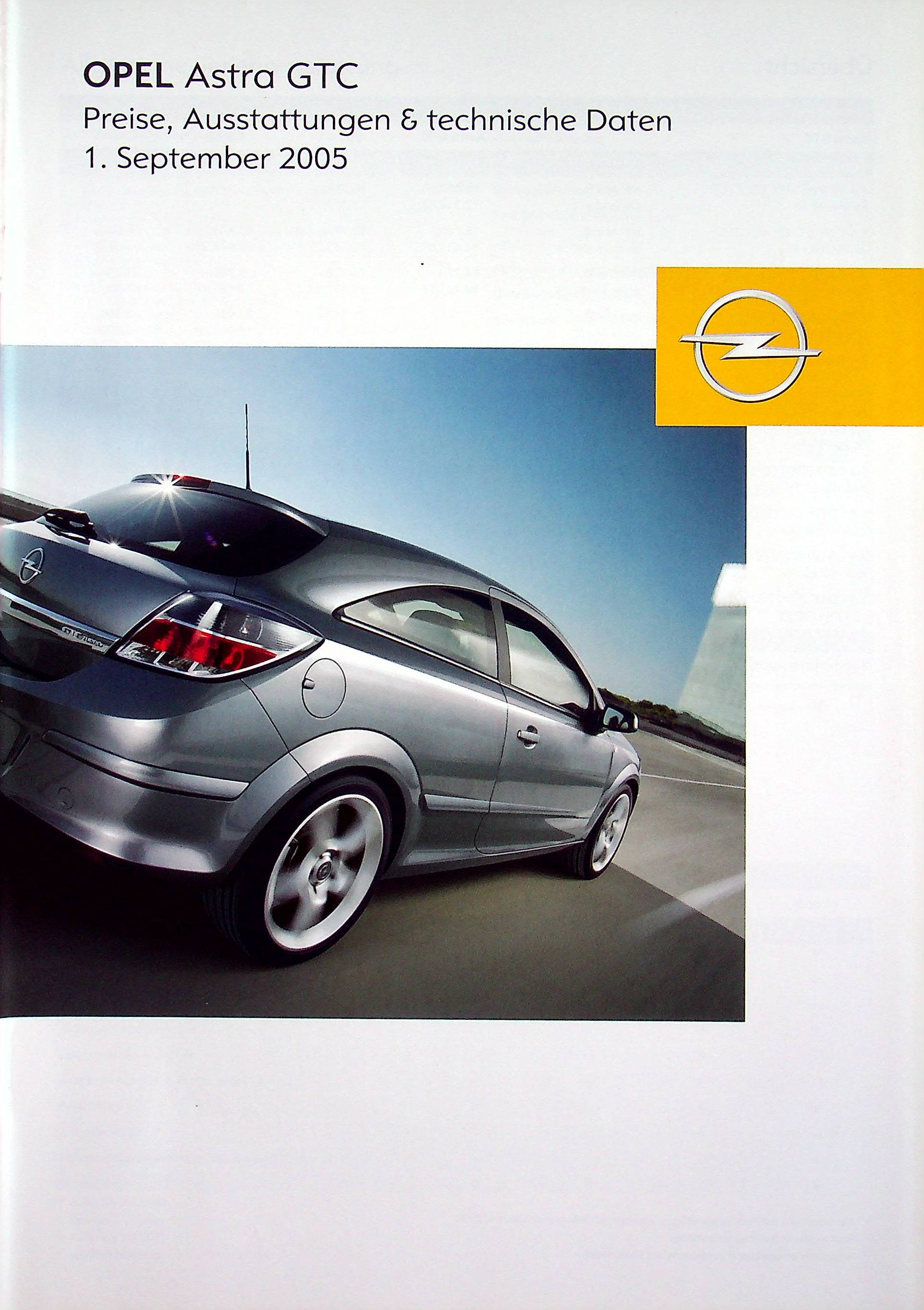 Opel Astra H GTC - Preisliste & Extras - Prospekt 09/2005