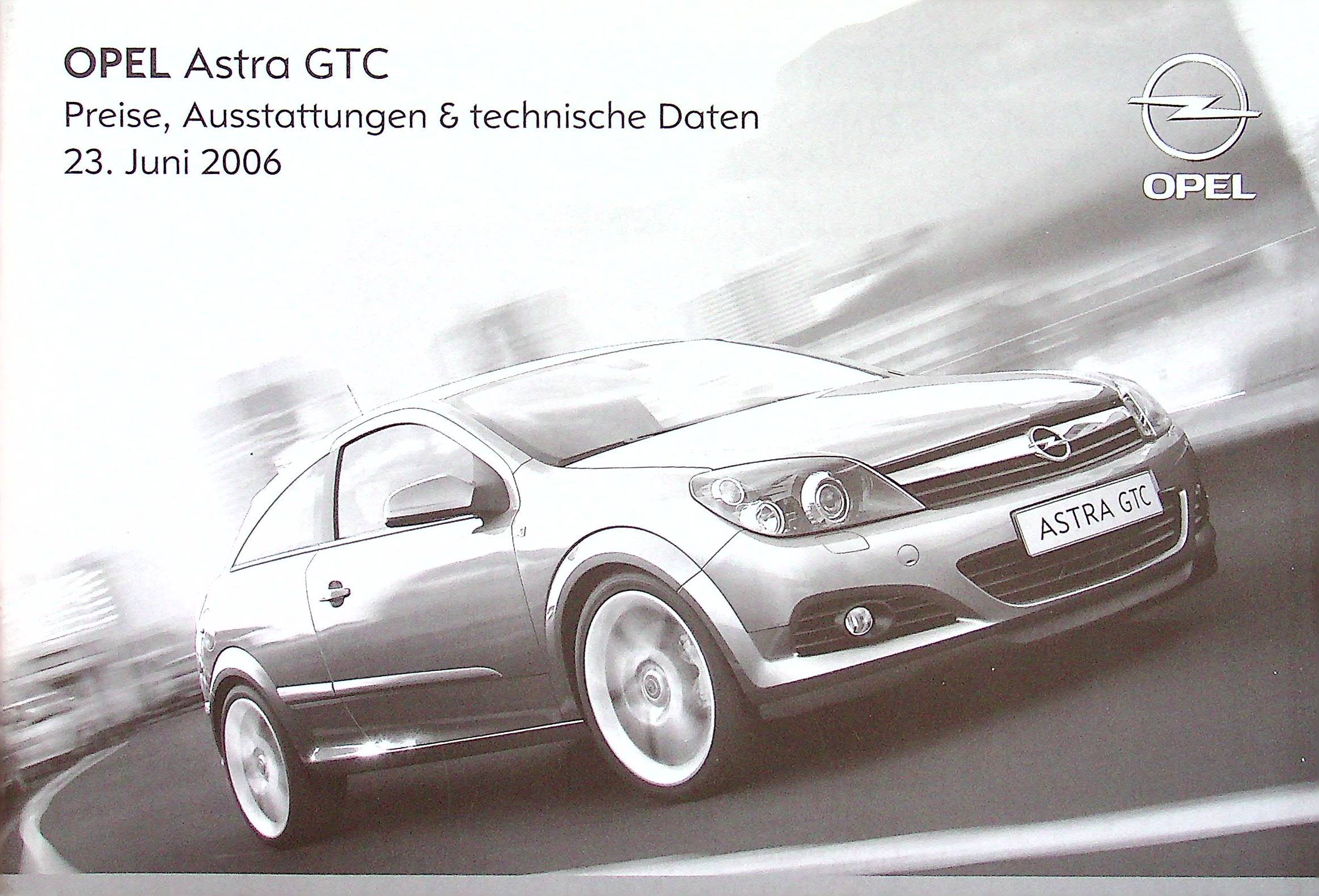 Opel Astra H GTC - Preisliste & Extras - Prospekt 06/2006