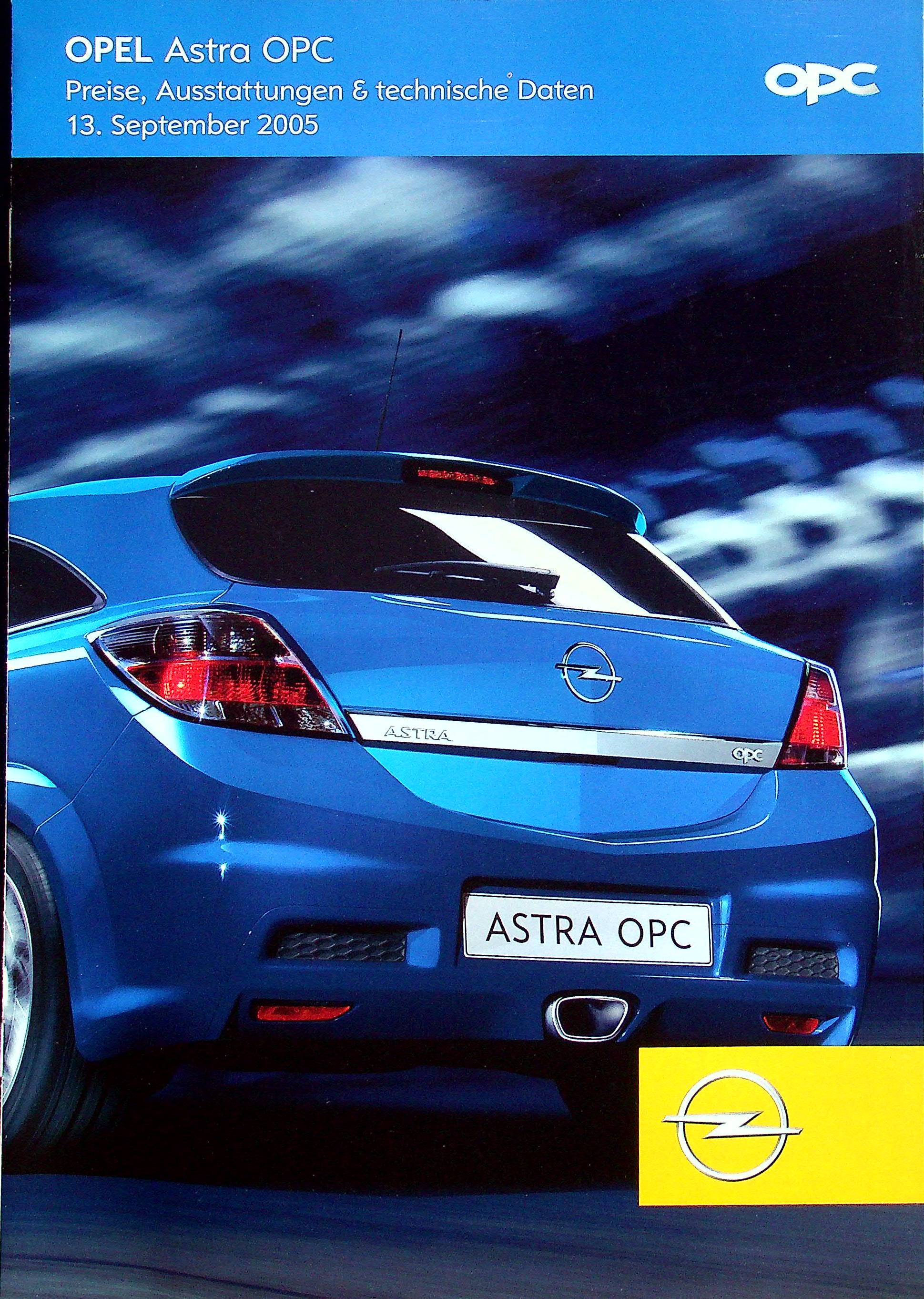 Opel Astra OPC - Preisliste & Extras - Prospekt 09/2005