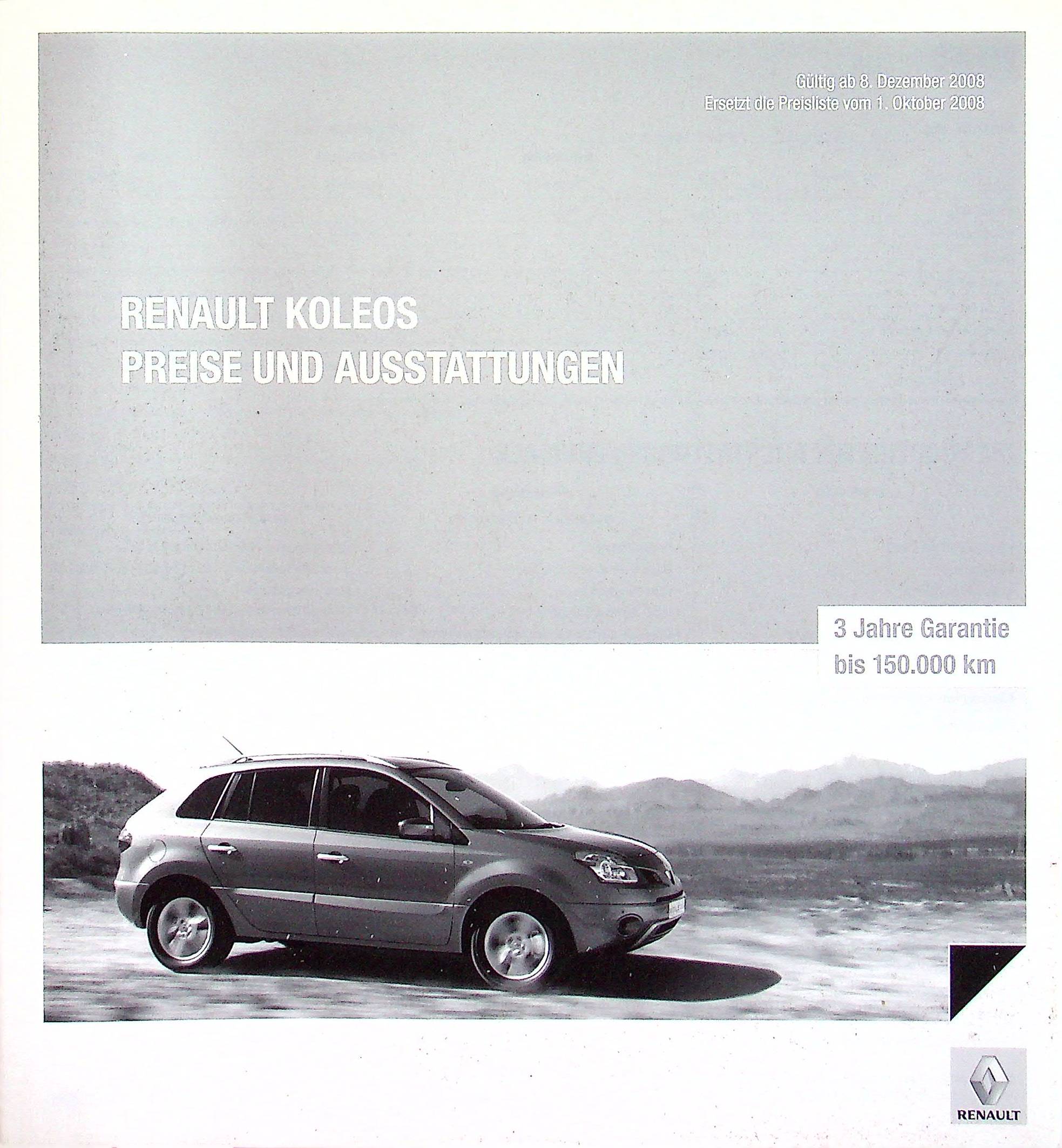 Renault Koleos - Preisliste & Extras - Prospekt 12/2008