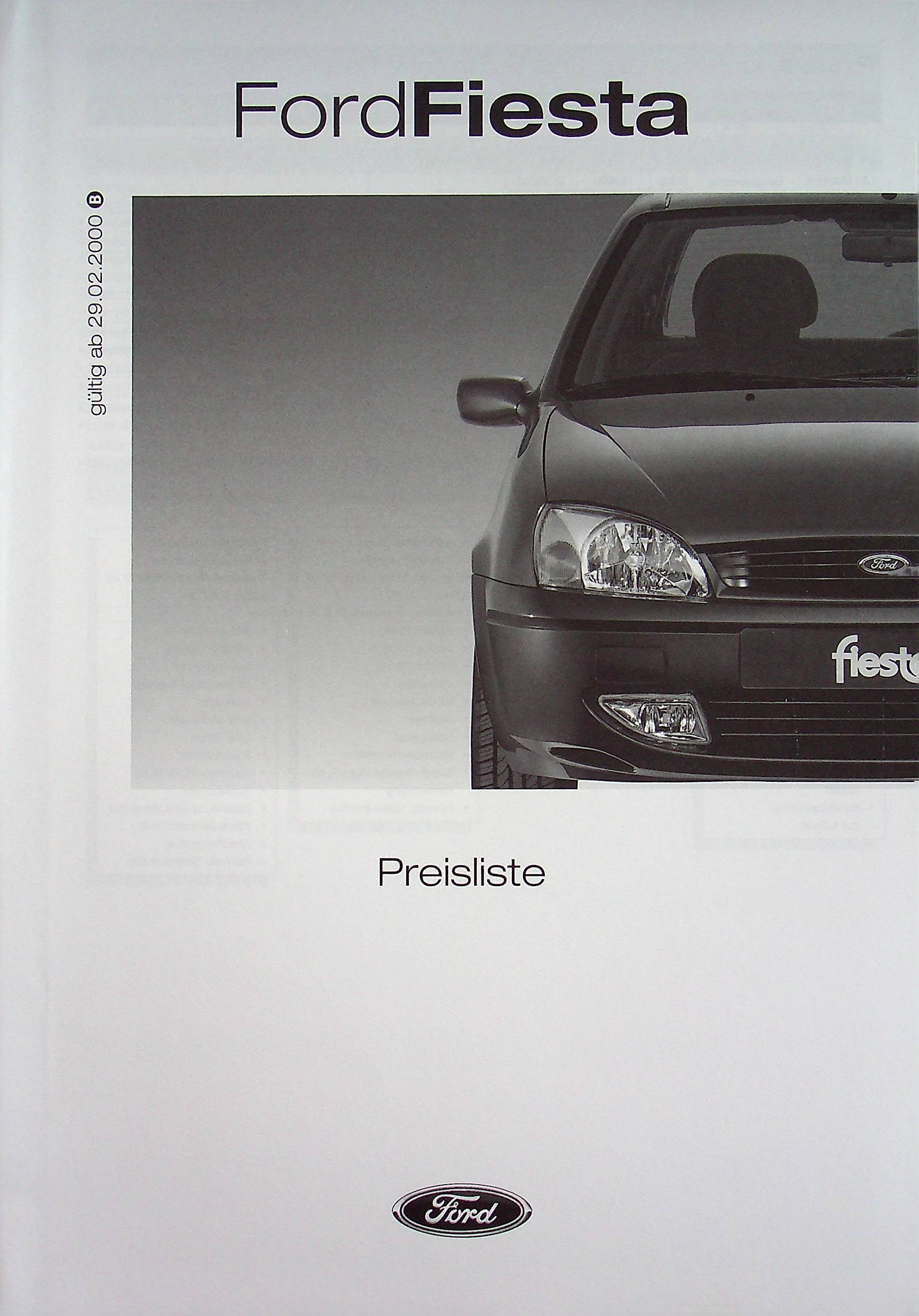 Ford Fiesta - Preisliste & Extras - Prospekt 02/2000