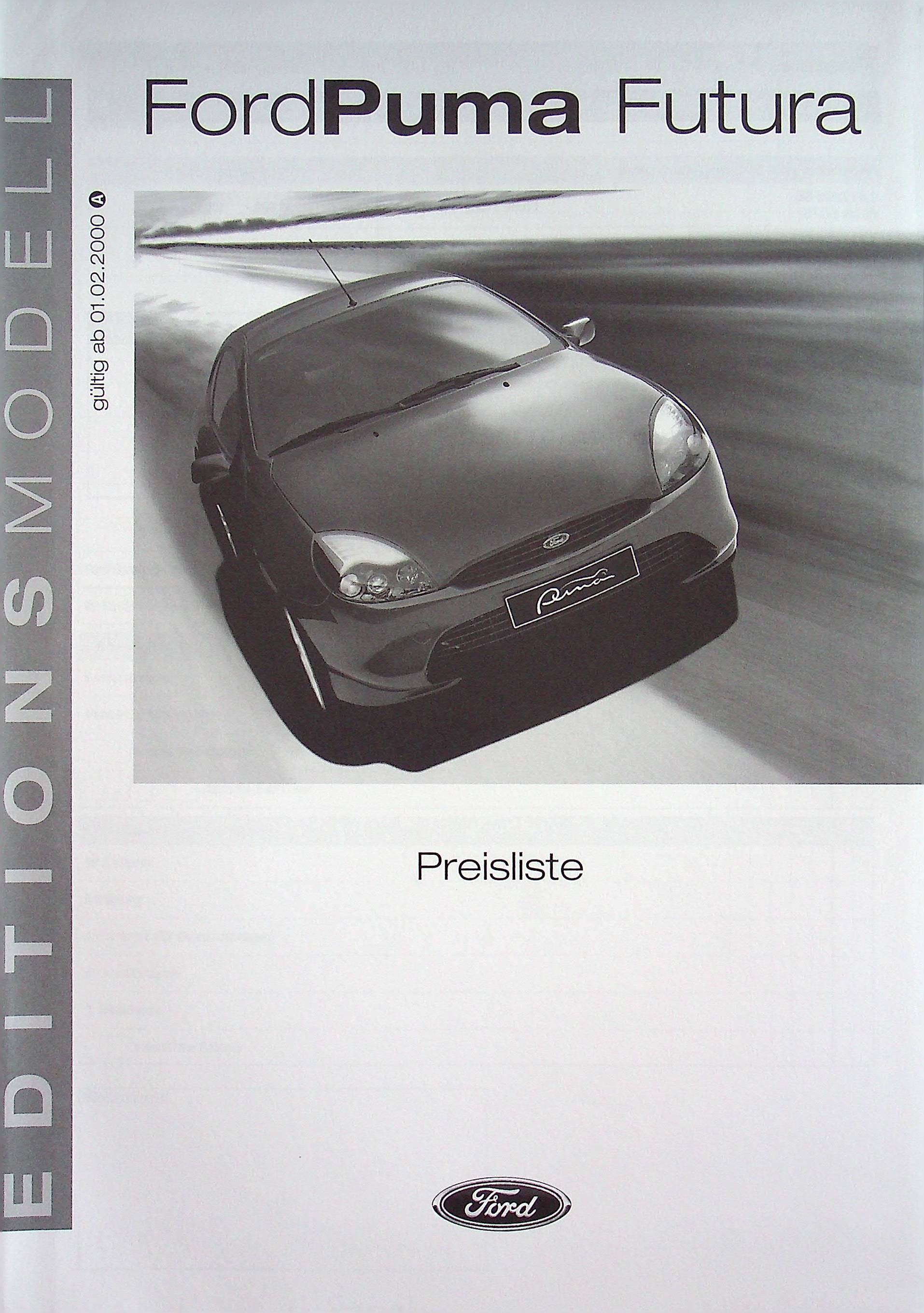 Ford Puma - Futura - Preisliste & Extras - Prospekt 02/2000