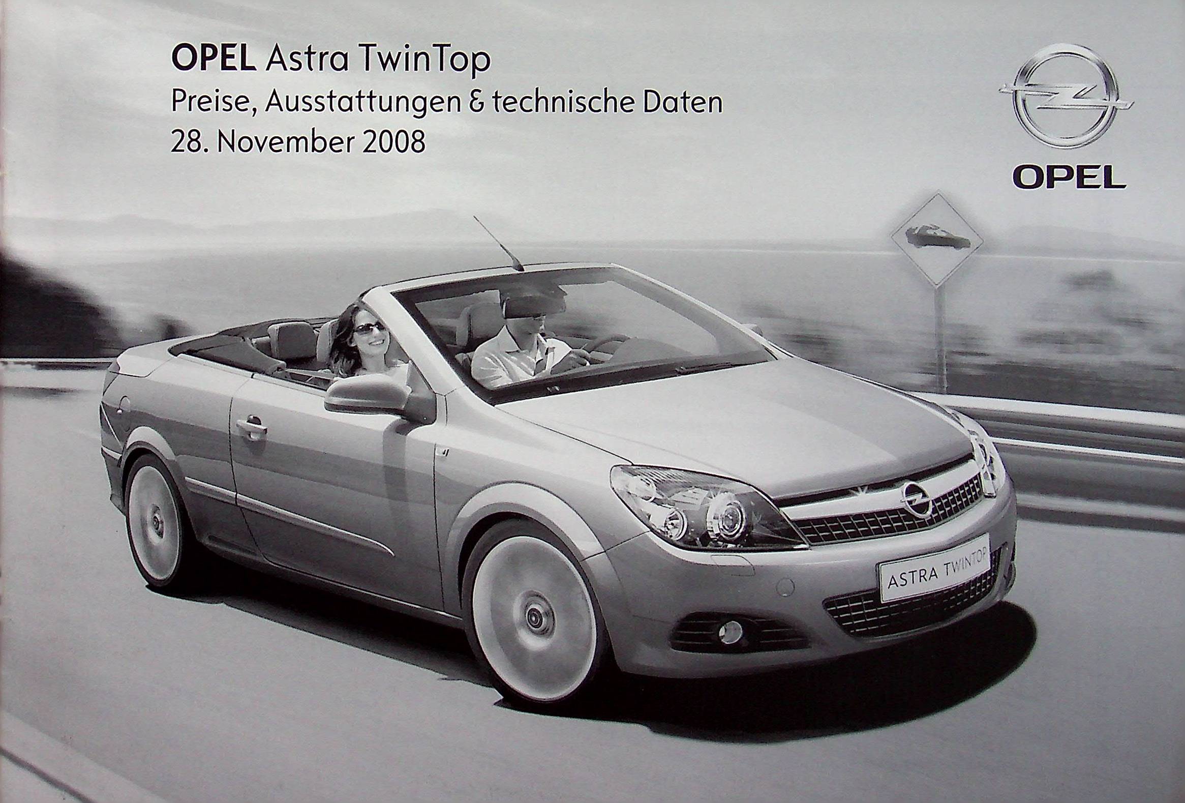 Opel Astra TwinTop - Preisliste & Extras - Prospekt 11/2008