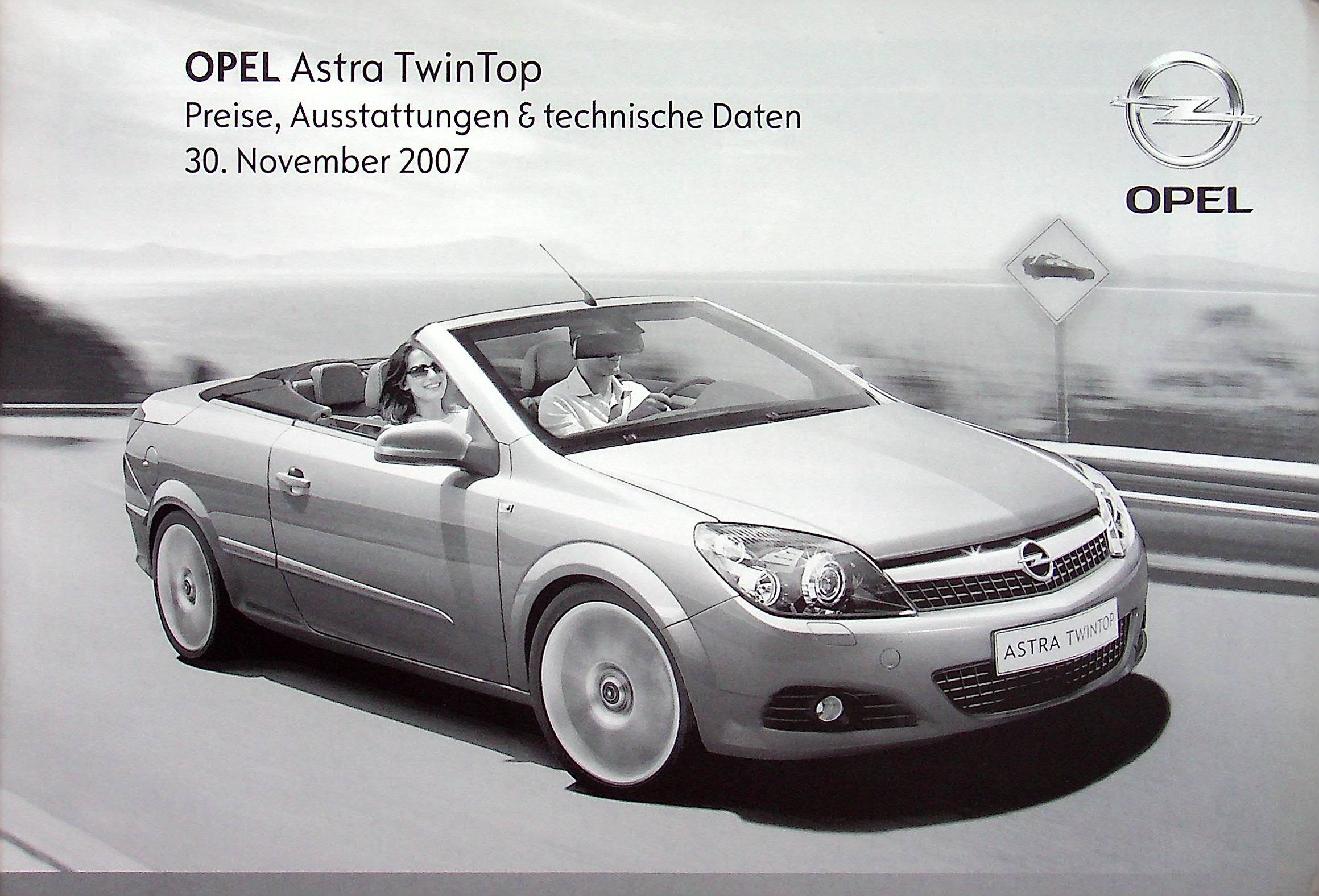 Opel Astra TwinTop - Preisliste & Extras - Prospekt 11/2007