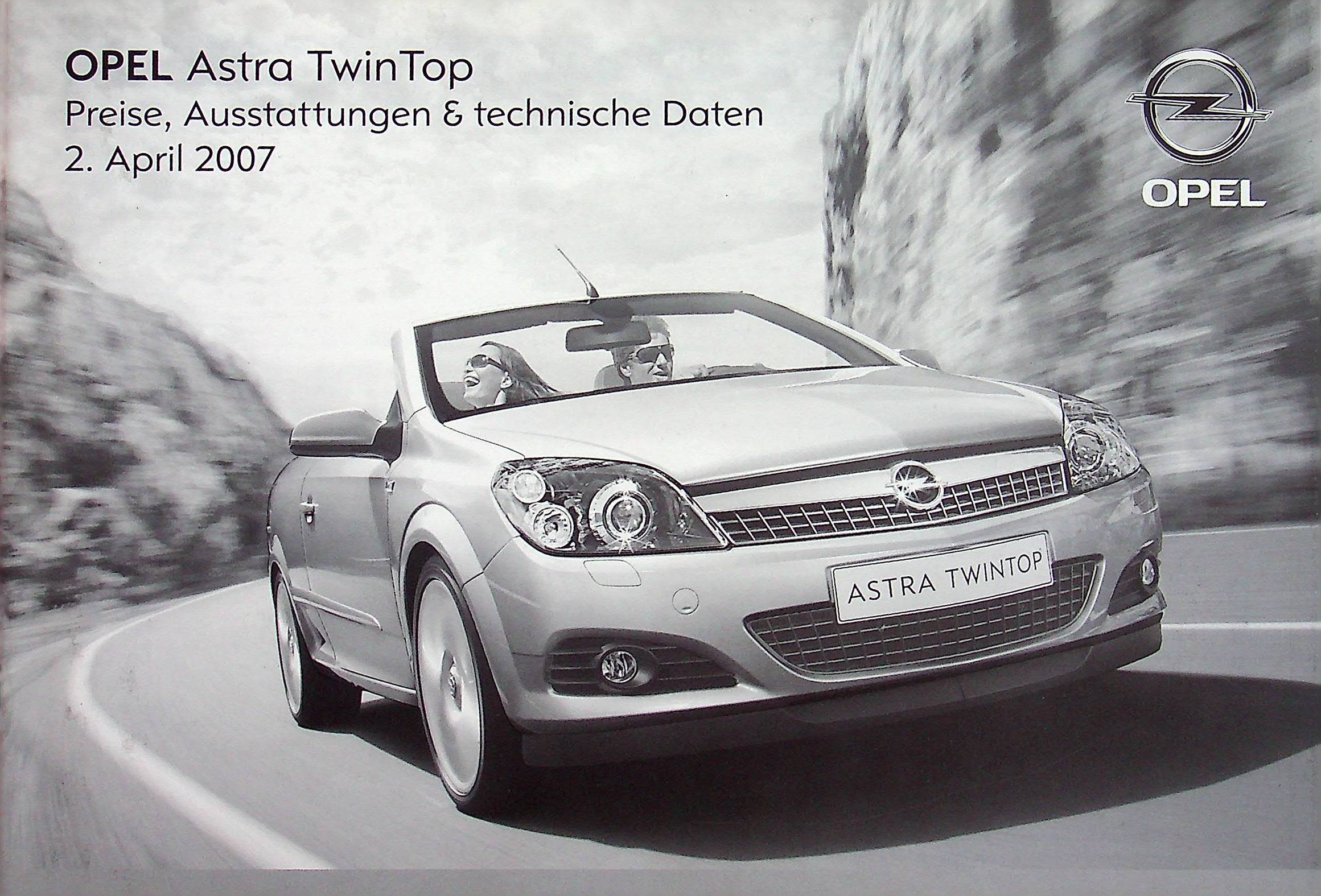 Opel Astra TwinTop - Preisliste & Extras - Prospekt 04/2007