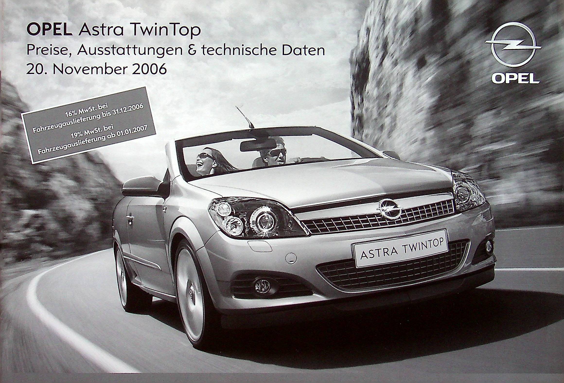 Opel Astra TwinTop - Preisliste & Extras - Prospekt 11/2006