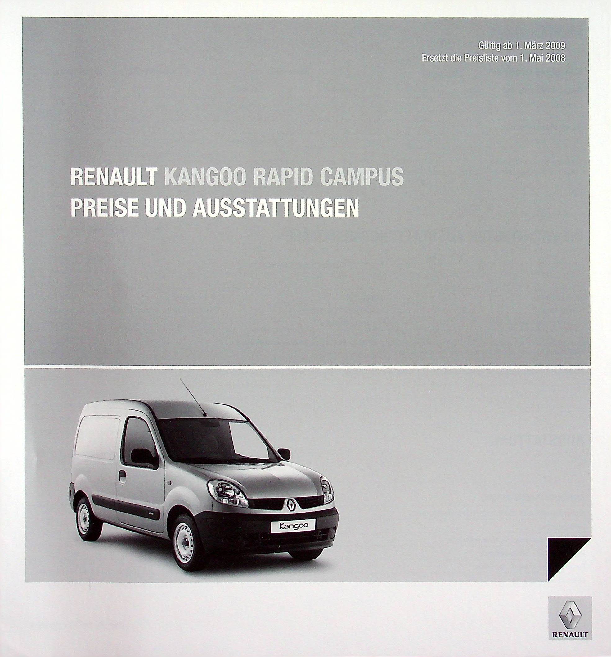 Renault Kangoo Campus - Preisliste & Extras - Prospekt 03/2009
