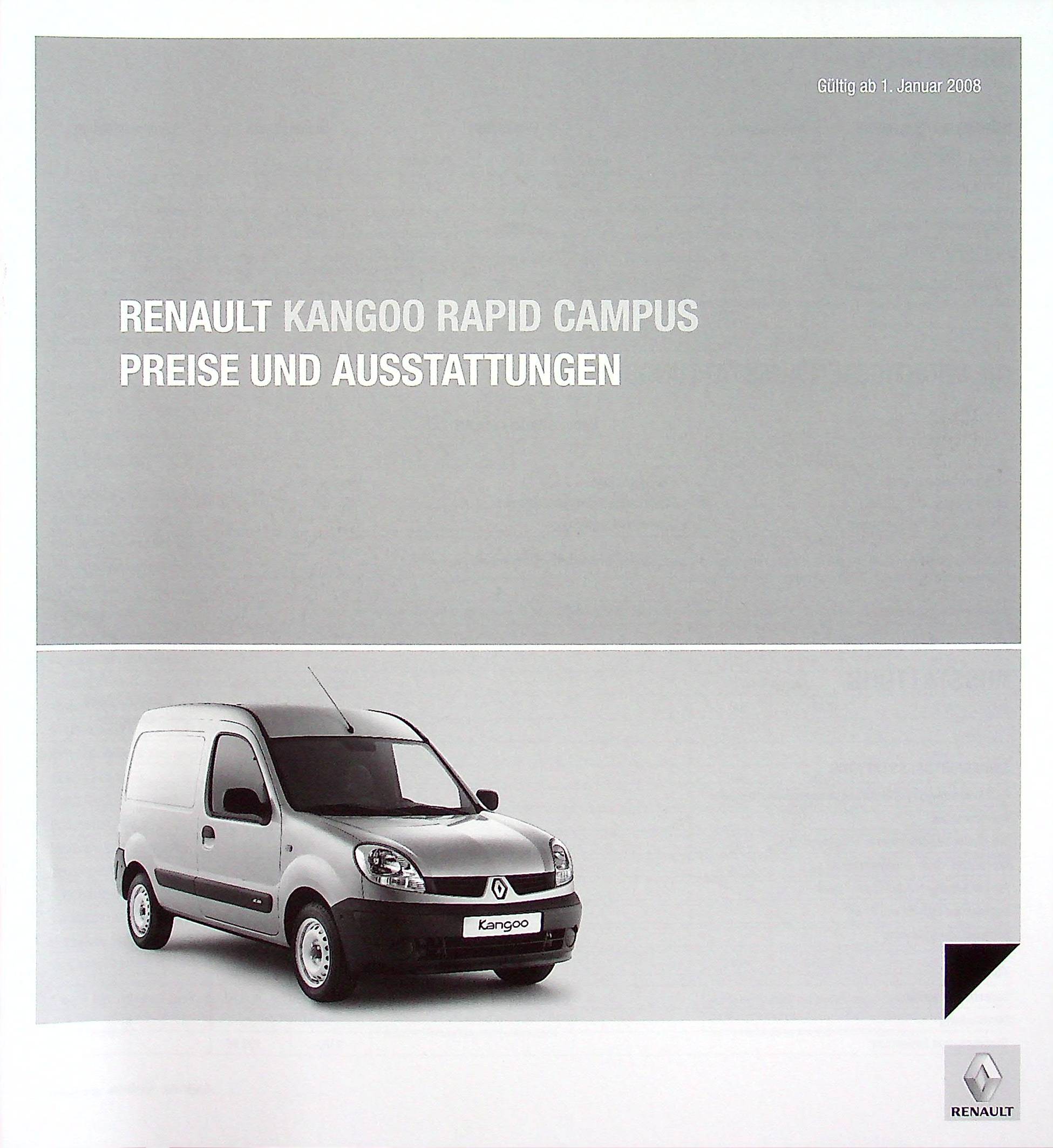 Renault Kangoo Campus - Preisliste & Extras - Prospekt 01/2008