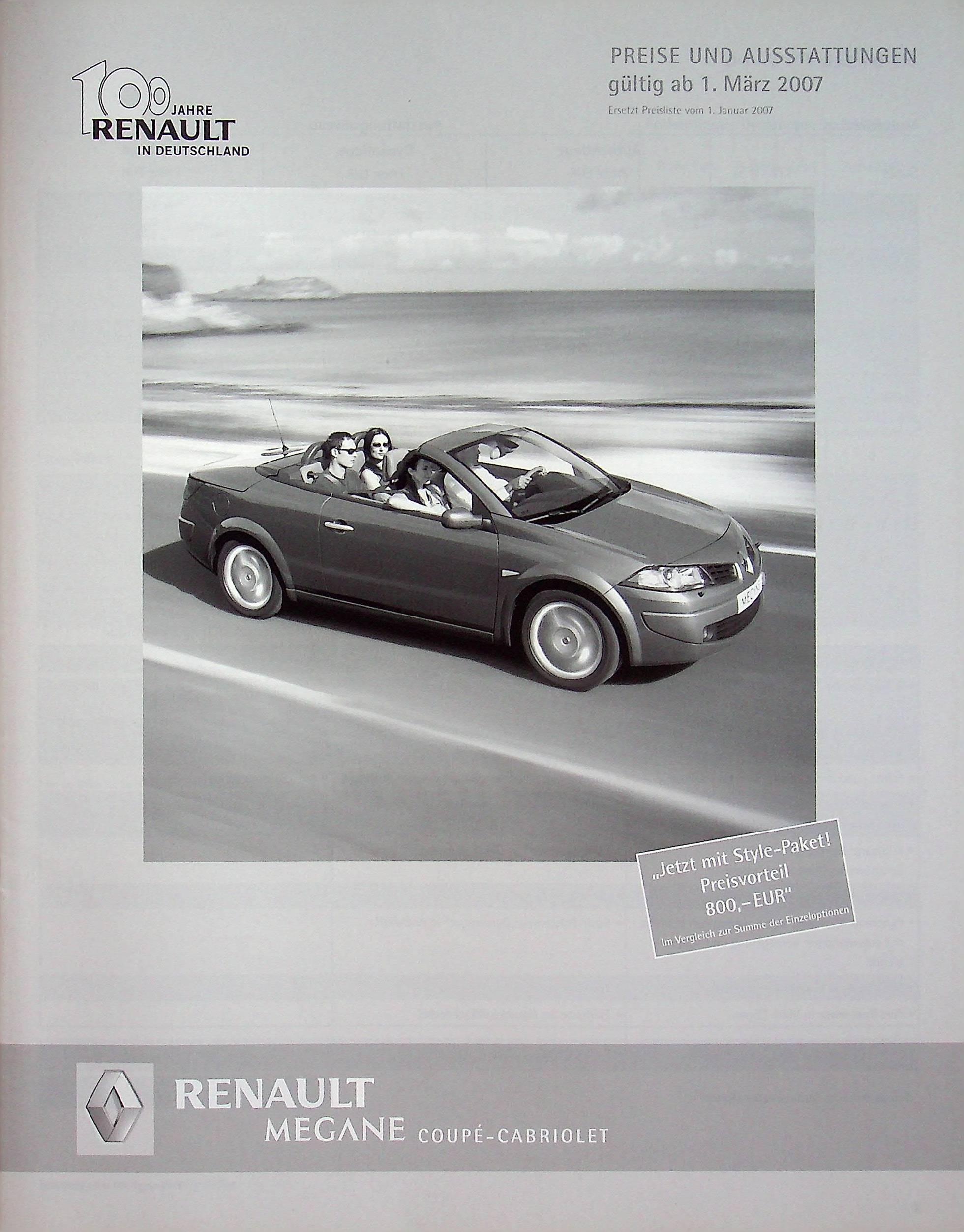 Renault Megane CC - Preisliste & Extras - Prospekt 03/2007