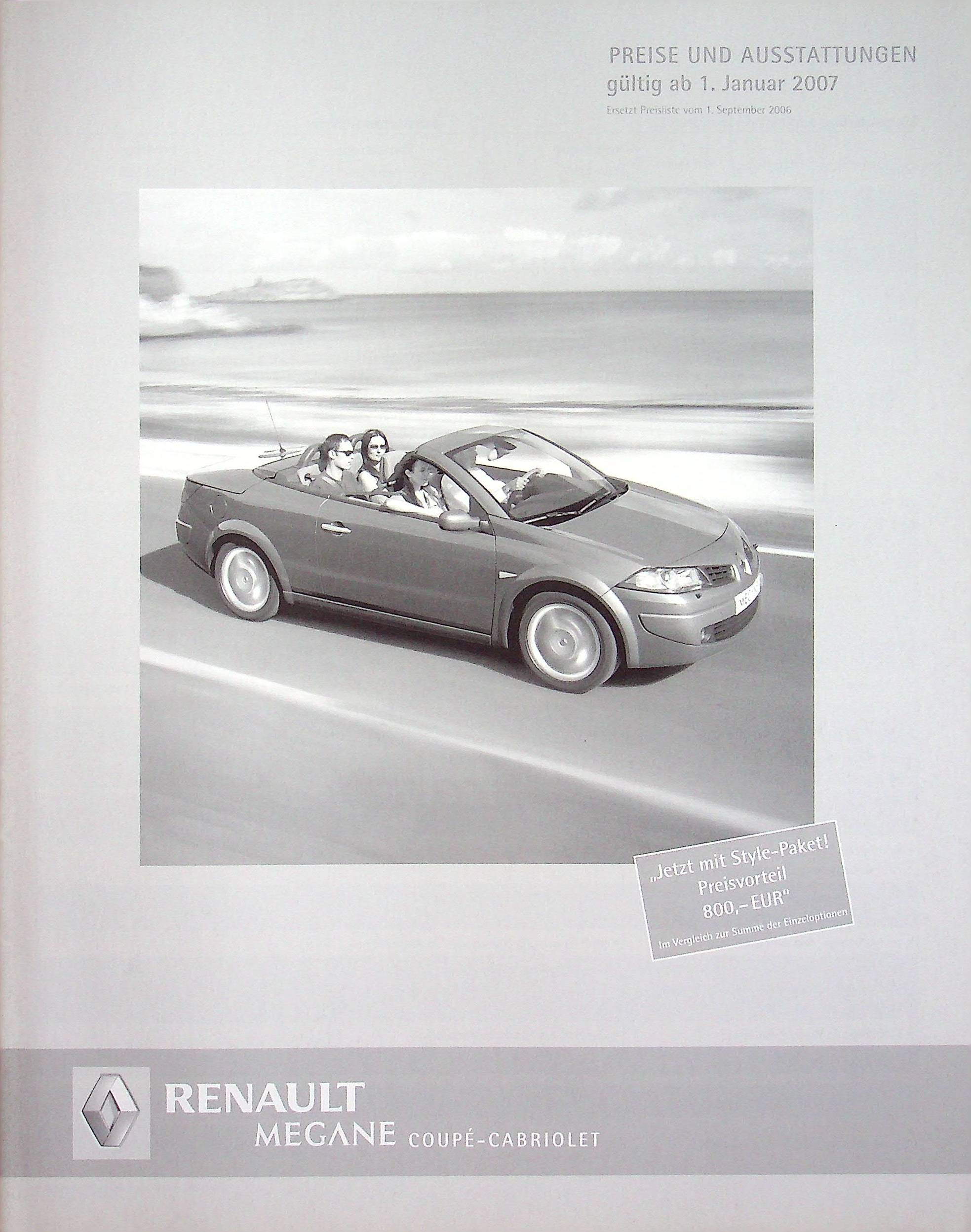 Renault Megane CC - Preisliste & Extras - Prospekt 01/2007