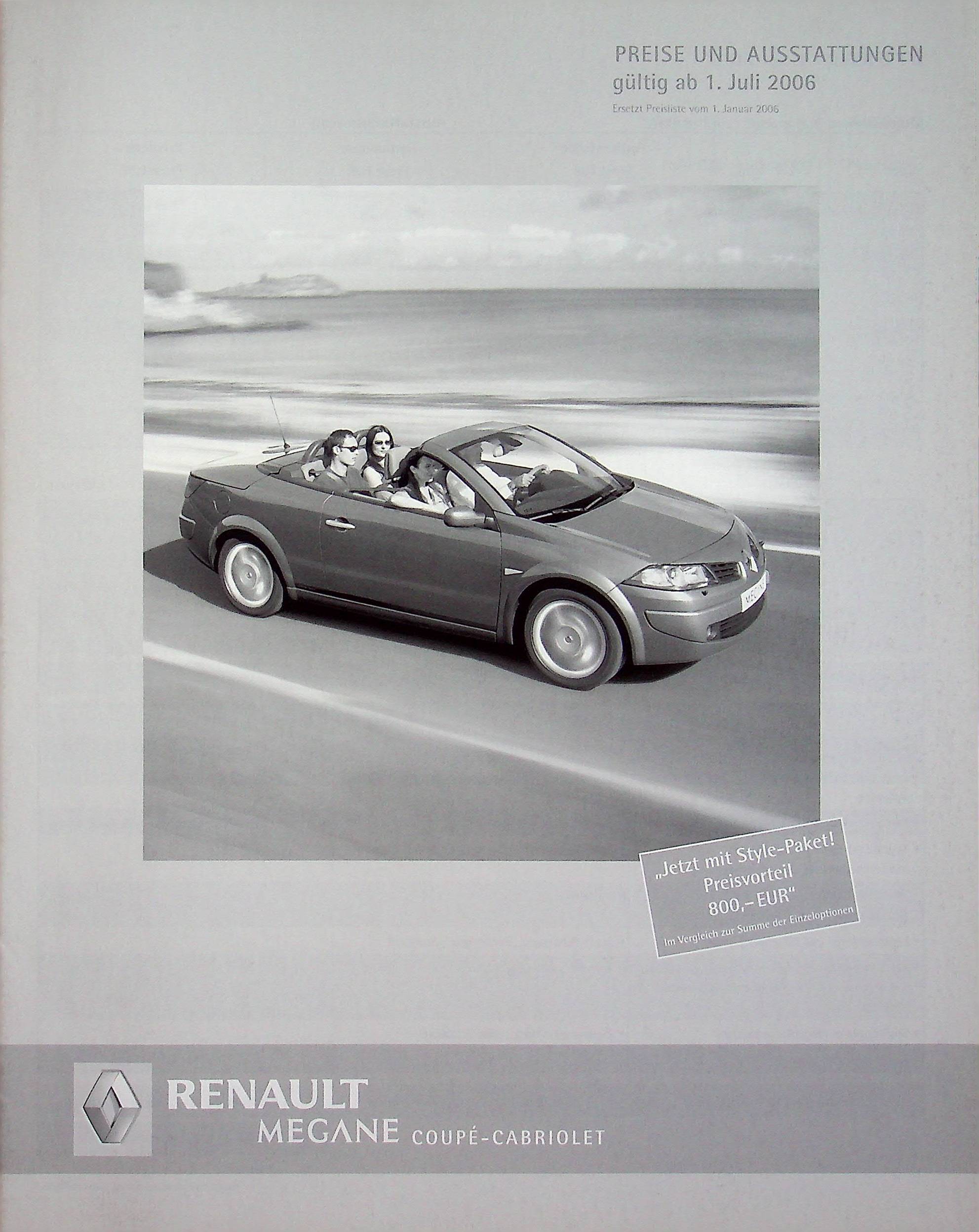 Renault Megane CC - Preisliste & Extras - Prospekt 07/2006