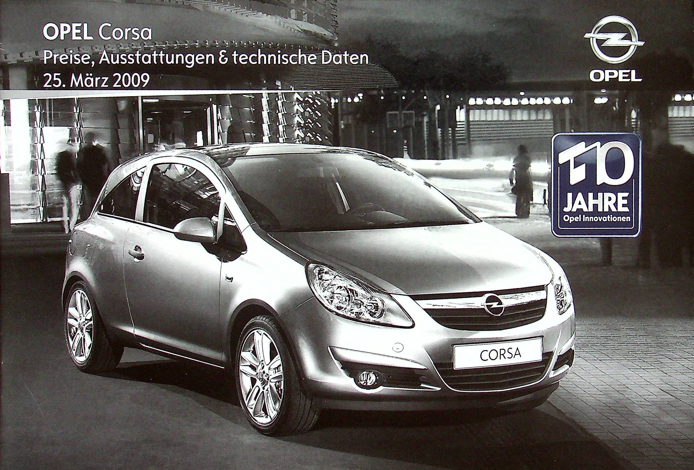 Opel Corsa D - Preisliste & Extras - Prospekt 03/2009