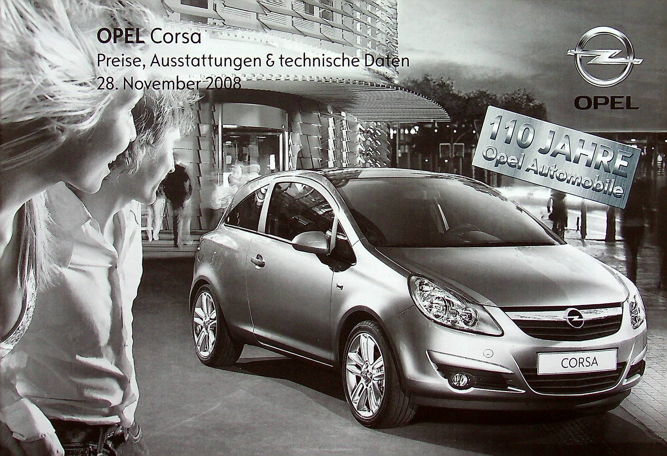 Opel Corsa D - Preisliste & Extras - Prospekt 11/2008