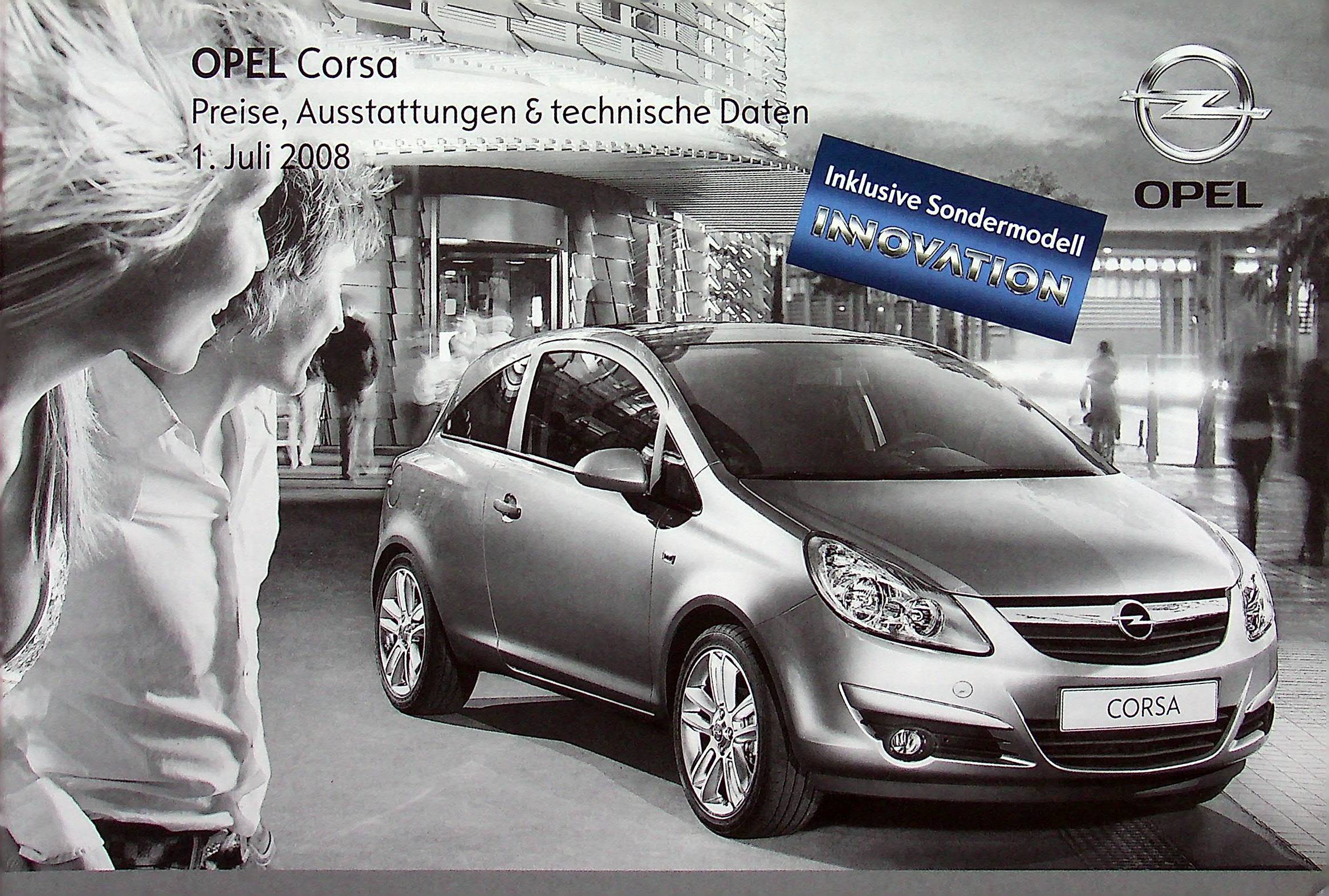 Opel Corsa D - Preisliste & Extras - Prospekt 07/2008