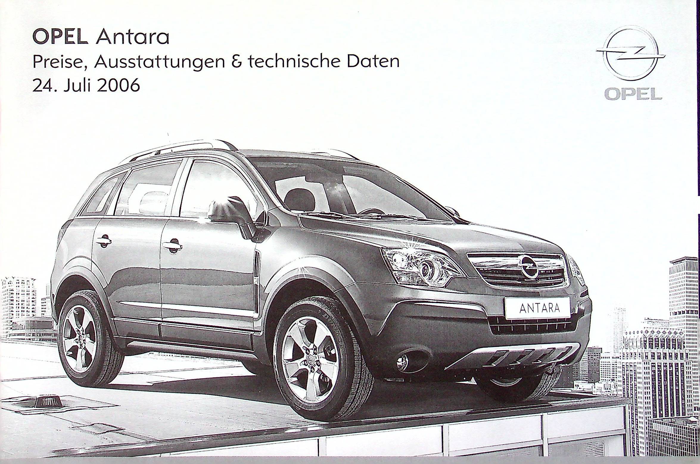 Opel Antara - Preisliste & Extras - Prospekt 07/2006
