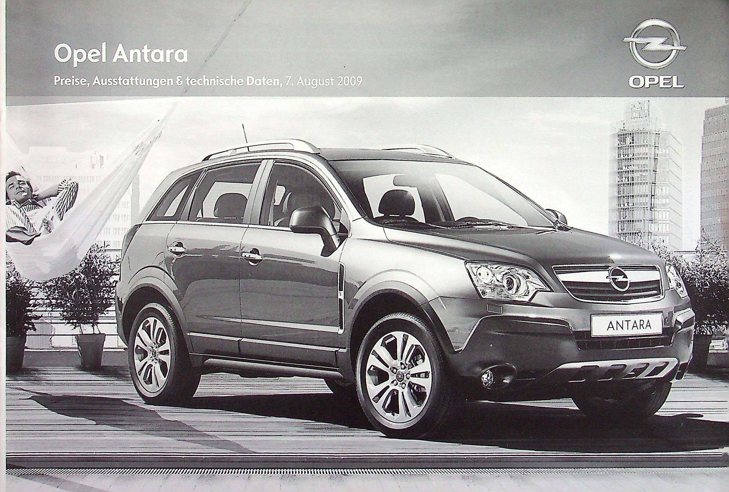 Opel Antara - Preisliste & Extras - Prospekt 08/2009