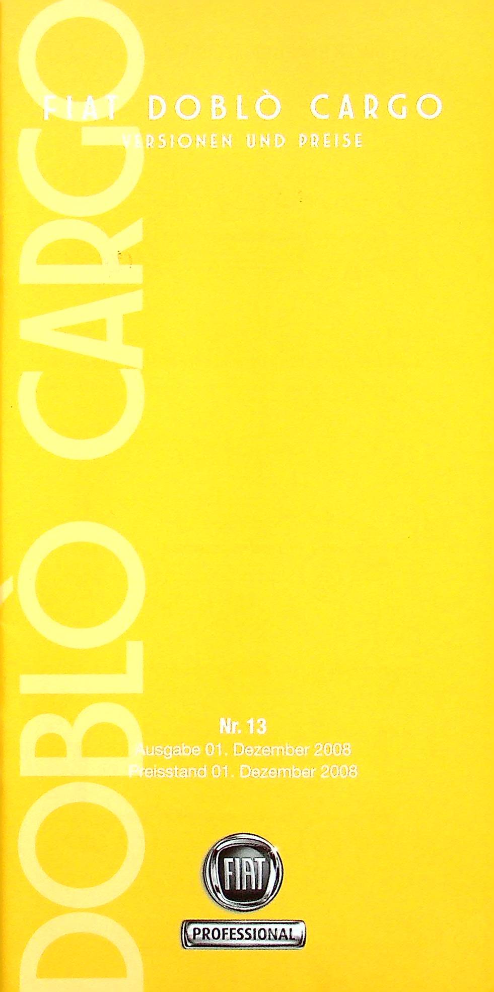 Fiat Doblo Cargo - Preisliste & Extras - Prospekt 12/2008