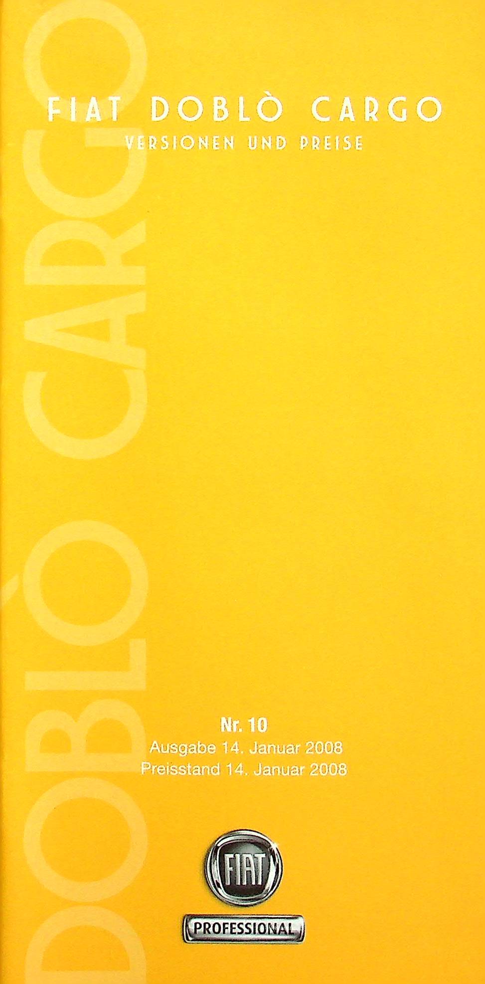 Fiat Doblo Cargo - Preisliste & Extras - Prospekt 01/2008
