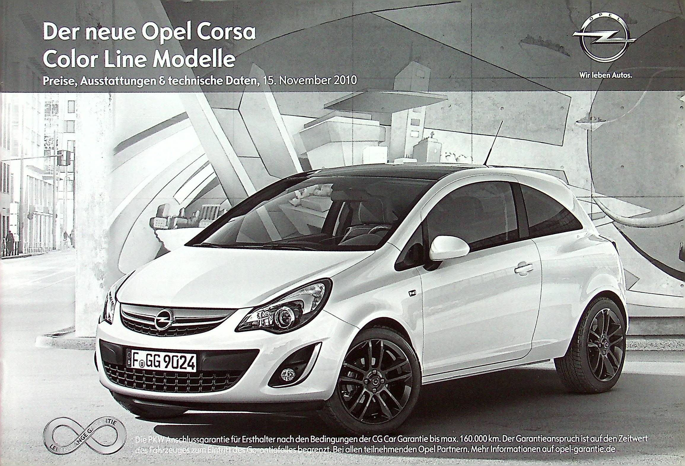 Opel Corsa D - Color Line - Preisliste & Extras - Prospekt 11/2010