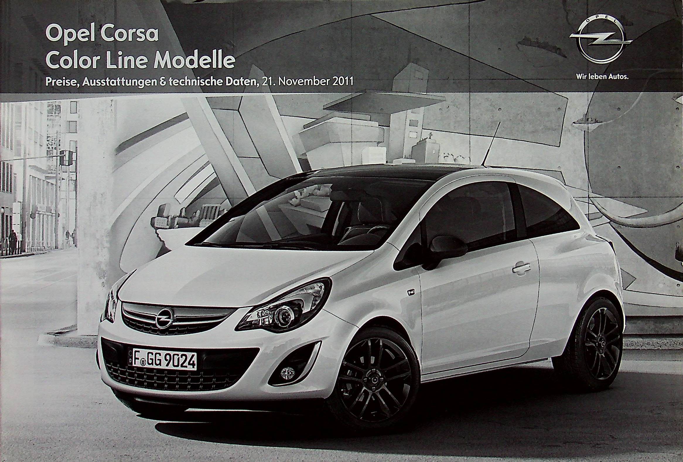 Opel Corsa D - Color Line - Preisliste & Extras - Prospekt 11/2011