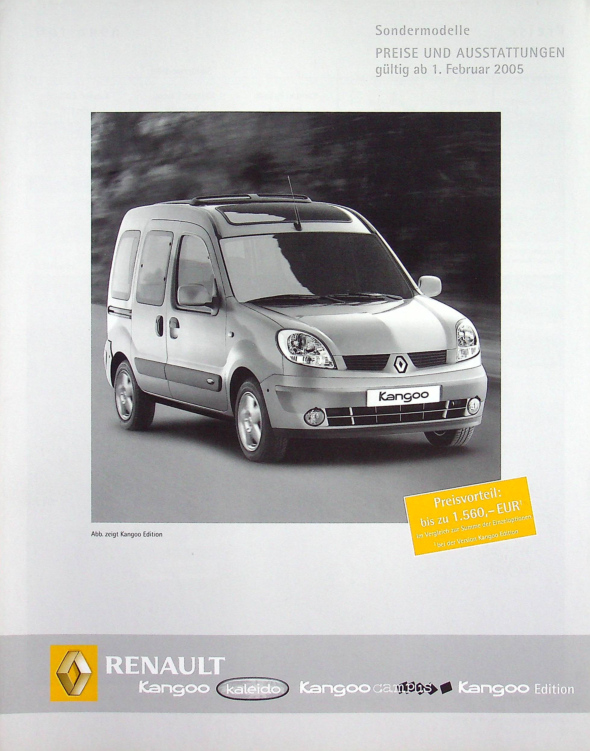 Renault Kangoo - Kaleido - Preisliste & Extras - Prospekt 02/2005