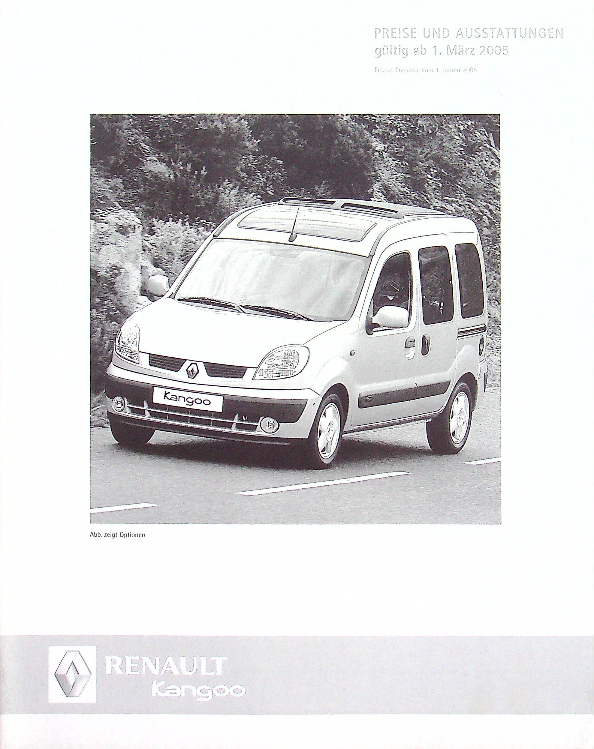 Renault Kangoo - Preisliste & Extras - Prospekt 03/2005