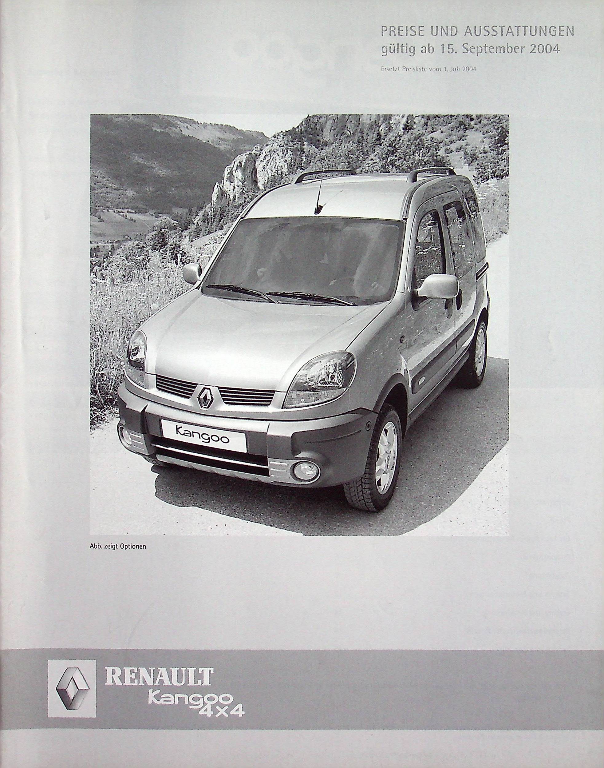 Renault Kangoo 4x4 - Preisliste & Extras - Prospekt 09/2004