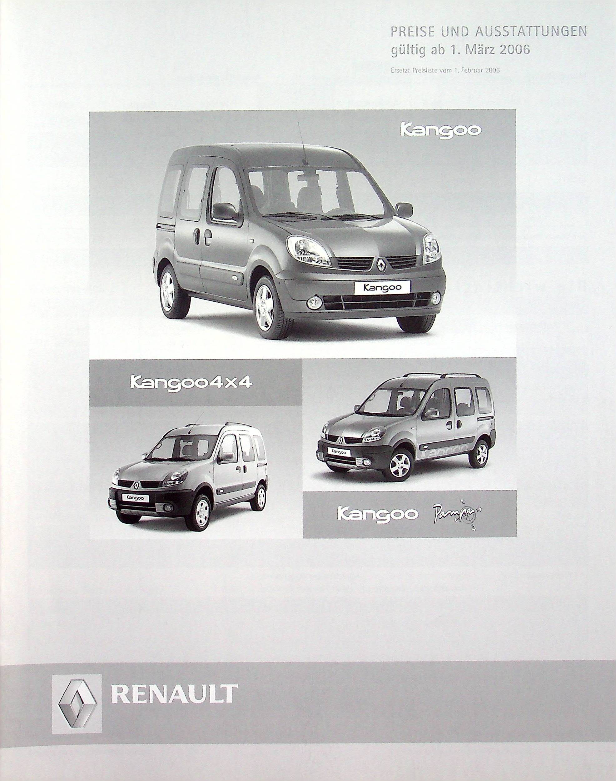Renault Kangoo - Preisliste & Extras - Prospekt 03/2006