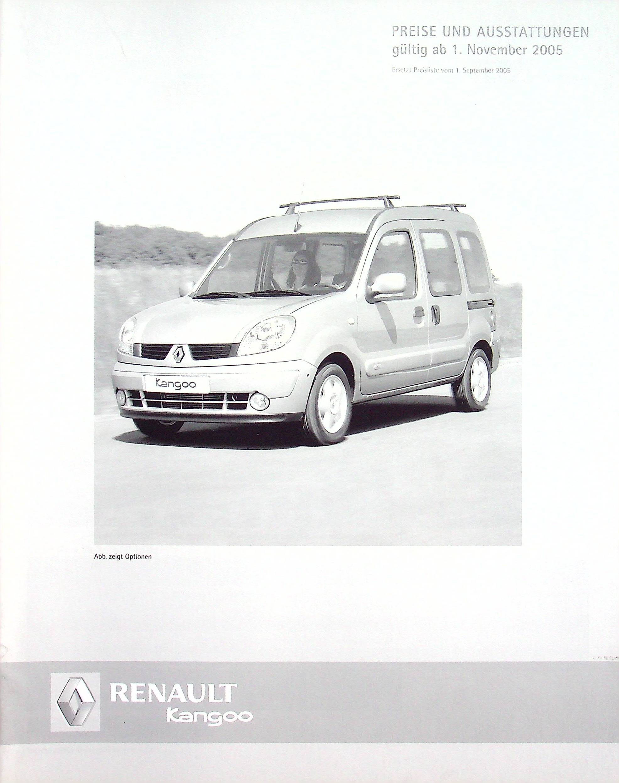Renault Kangoo - Preisliste & Extras - Prospekt 11/2005