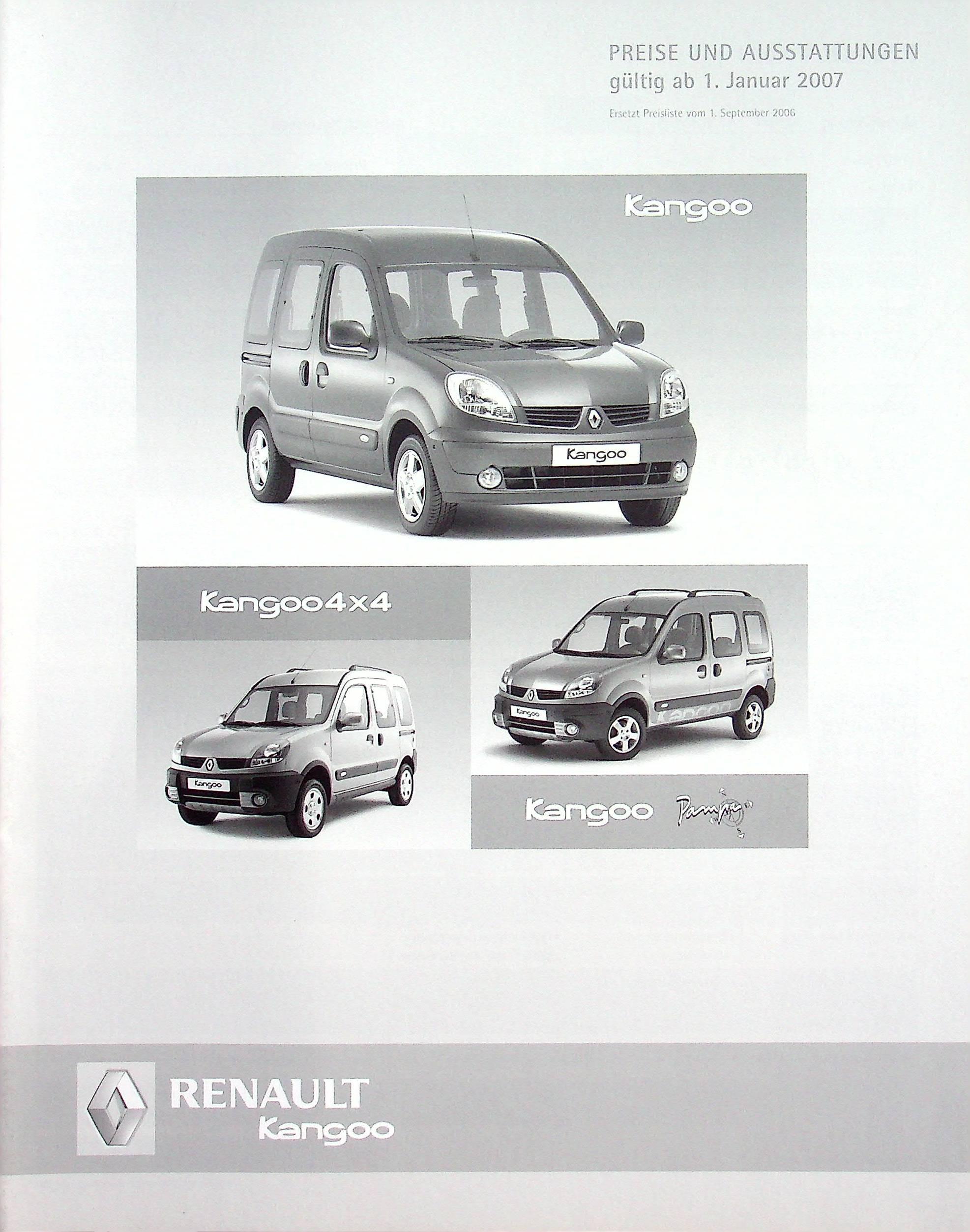 Renault Kangoo - Preisliste & Extras - Prospekt 01/2007