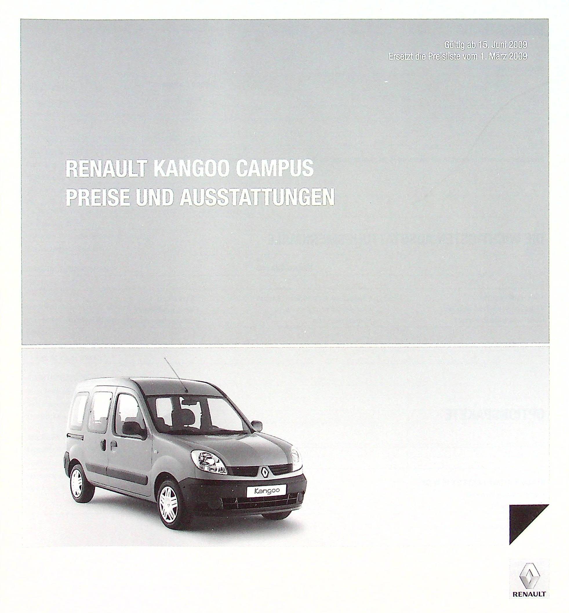 Renault Kangoo - Campus - Preise & Extras - Prospekt 06/2009