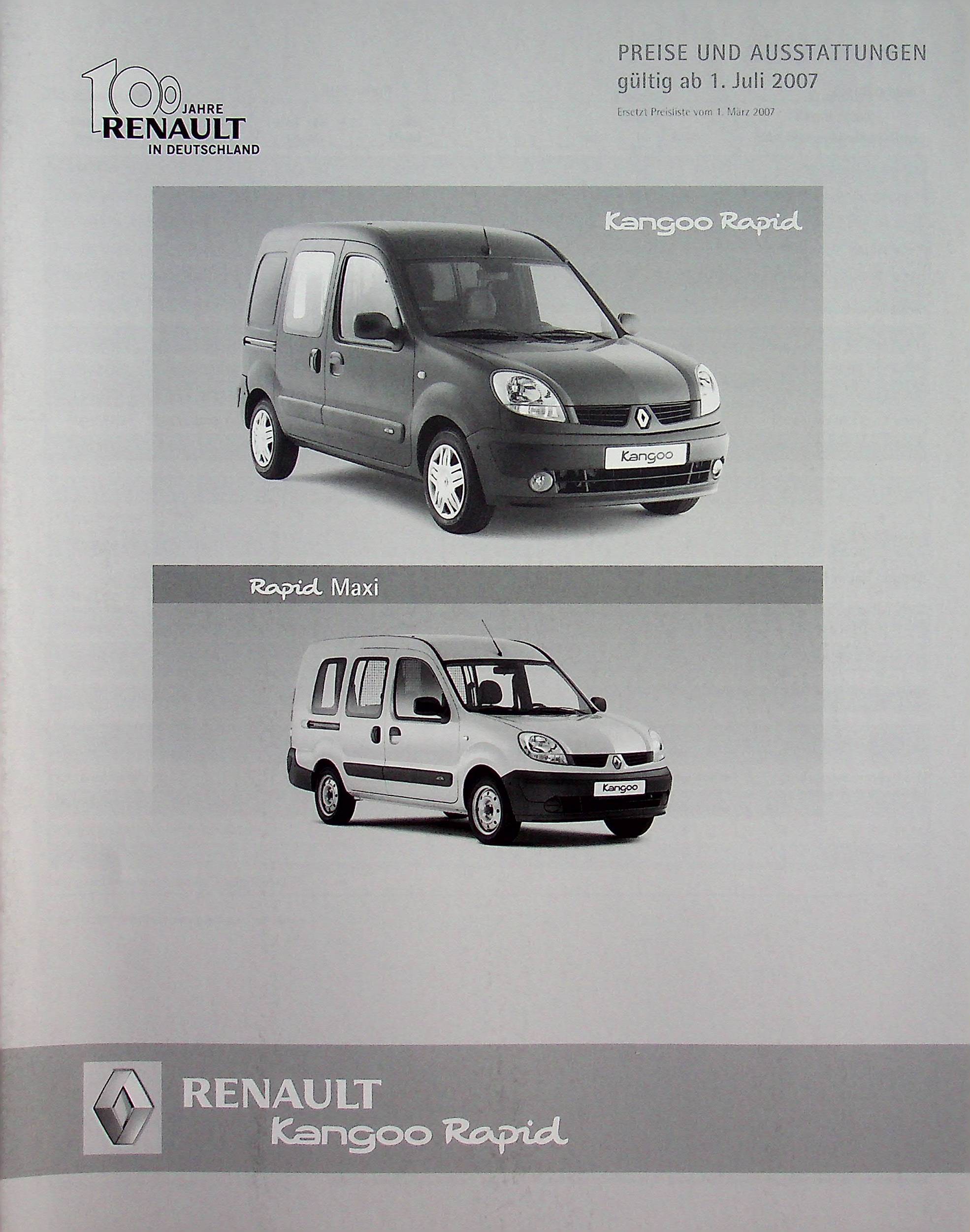 Renault Kangoo Rapid - Preise & Extras - Prospekt 07/2007