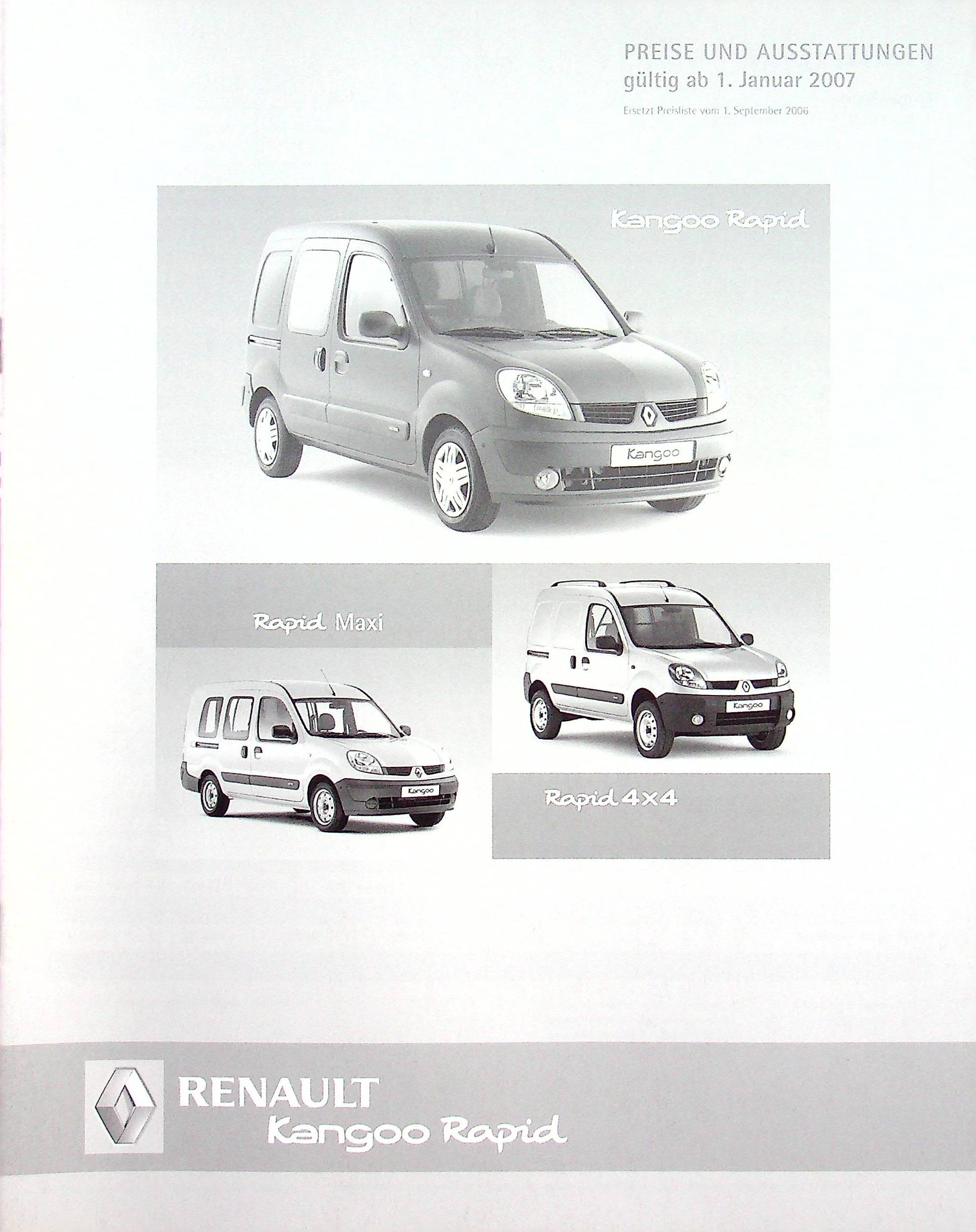 Renault Kangoo Rapid - Preise & Extras - Prospekt 01/2007