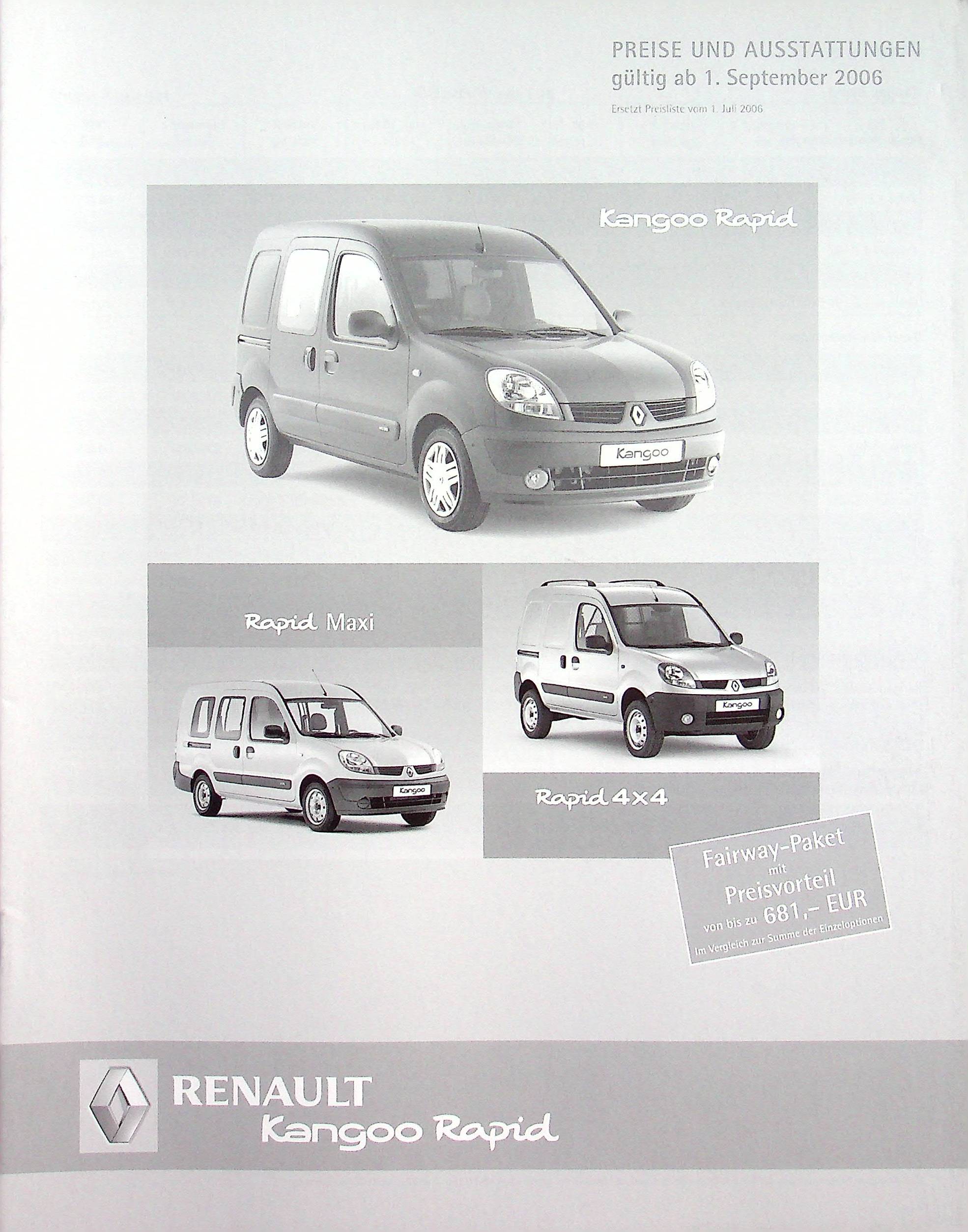 Renault Kangoo Rapid - Preise & Extras - Prospekt 09/2006