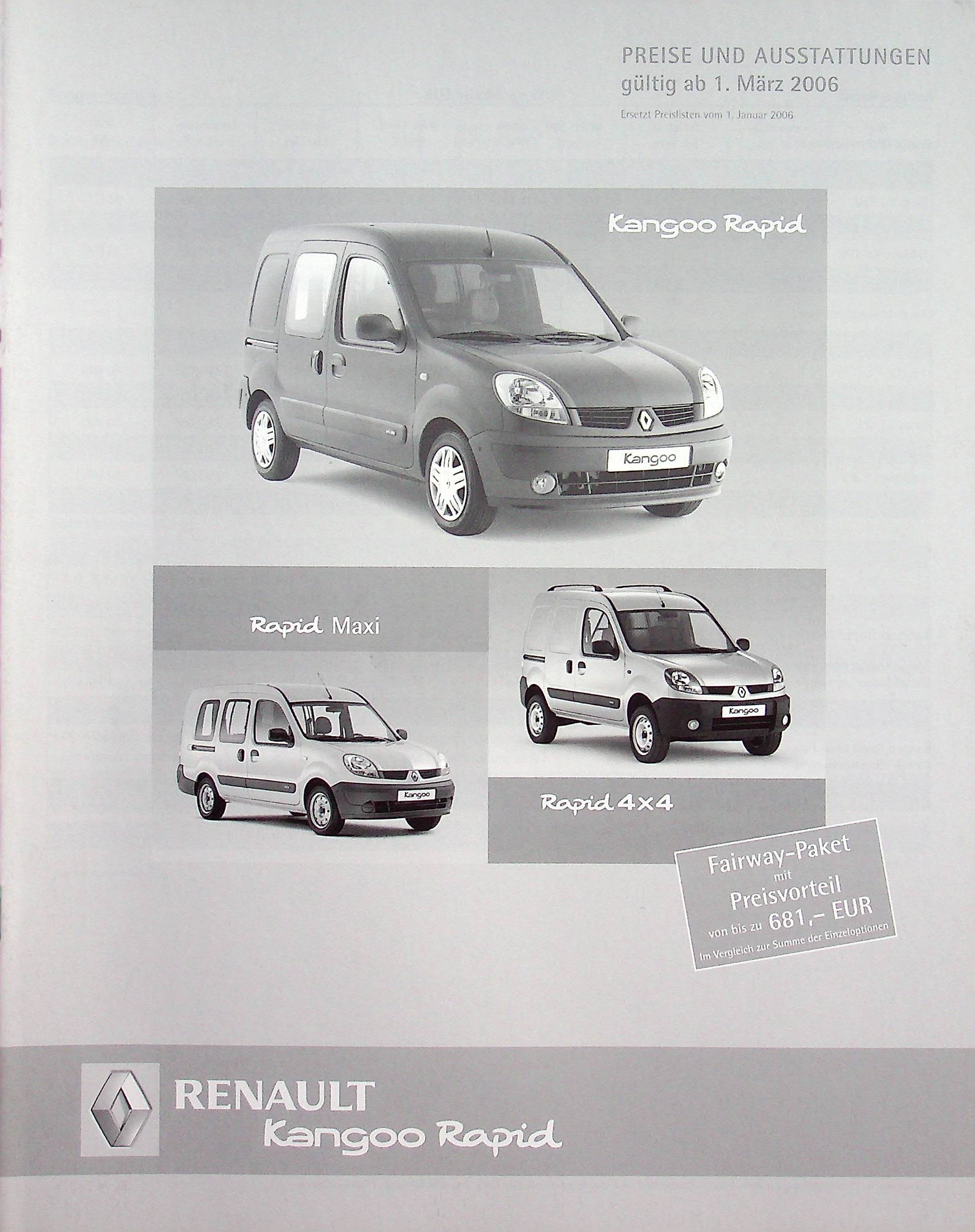 Renault Kangoo Rapid - Preise & Extras - Prospekt 03/2006