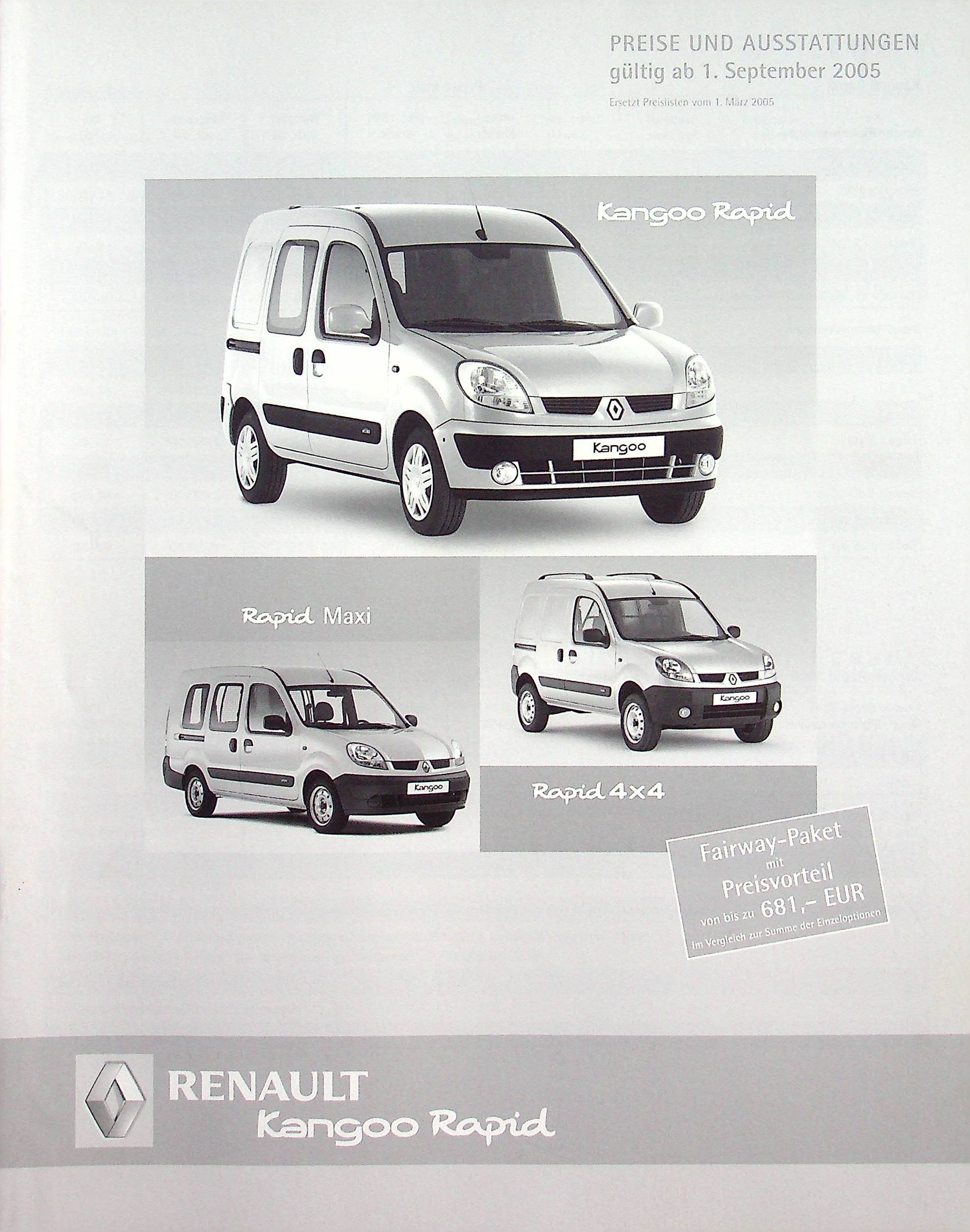 Renault Kangoo Rapid - Preise & Extras - Prospekt 09/2005