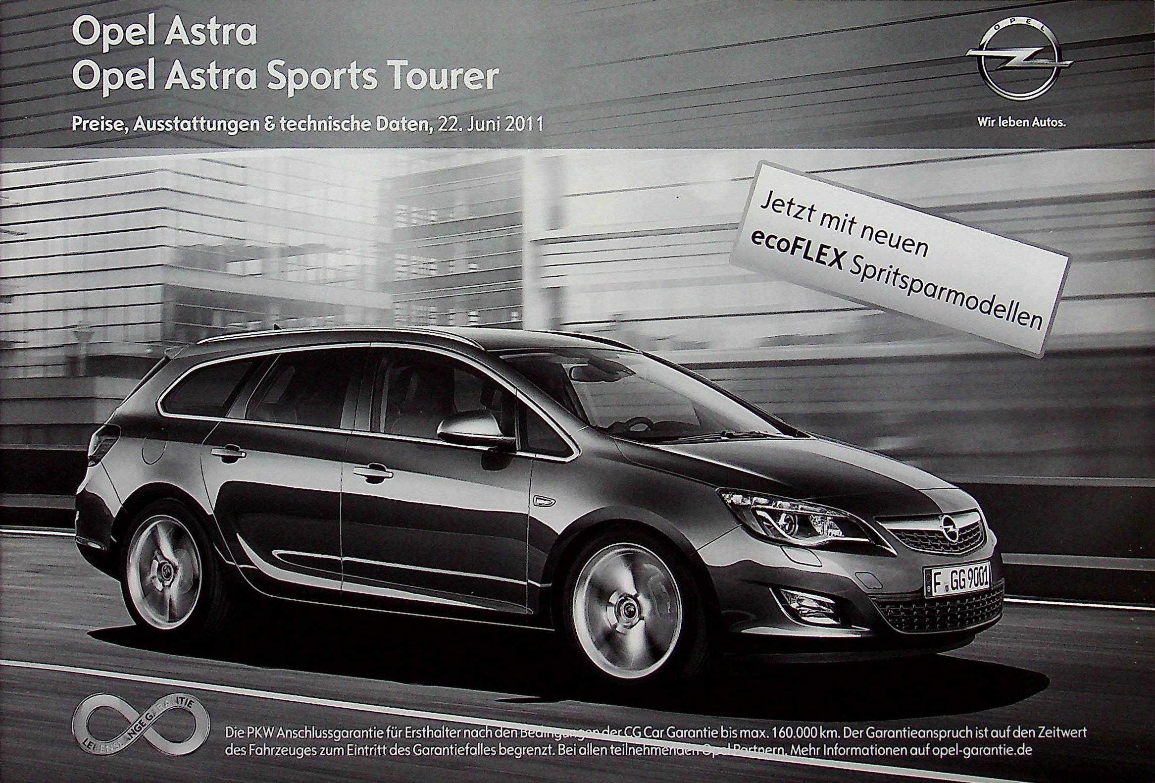 Opel Astra J + Sports Tourer - Preise & Extras - Prospekt 06/2011